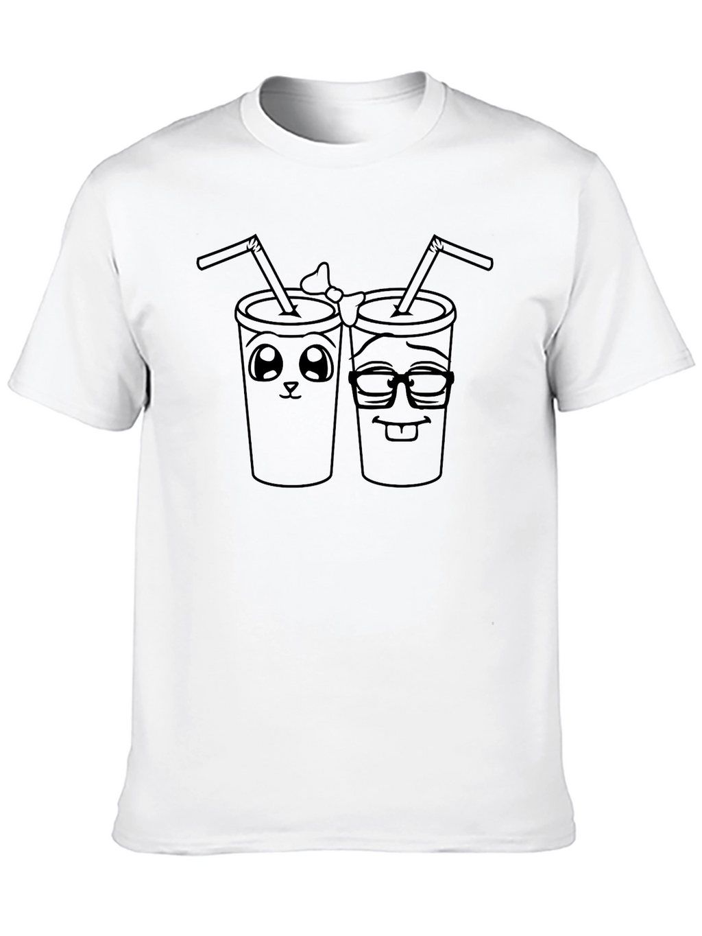 Cute Smoothie Buddies Graphic Tee - Black