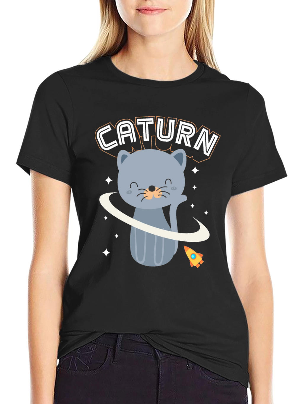 Caturn T-Shirt - Cute Cat Planet Design