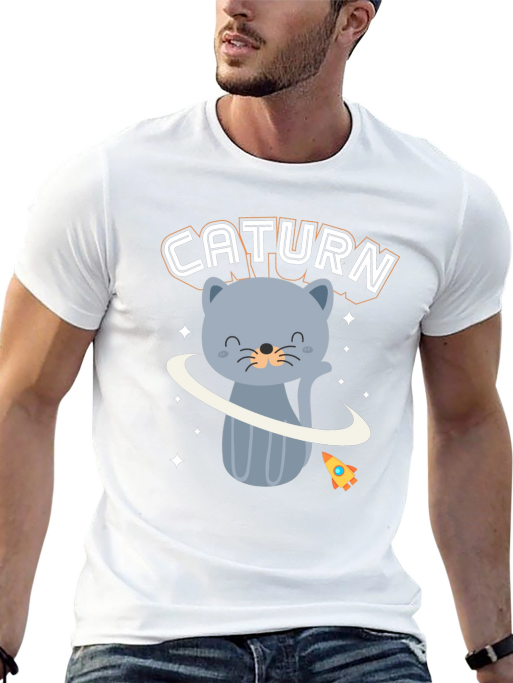 Caturn T-Shirt - Cute Cat Planet Design