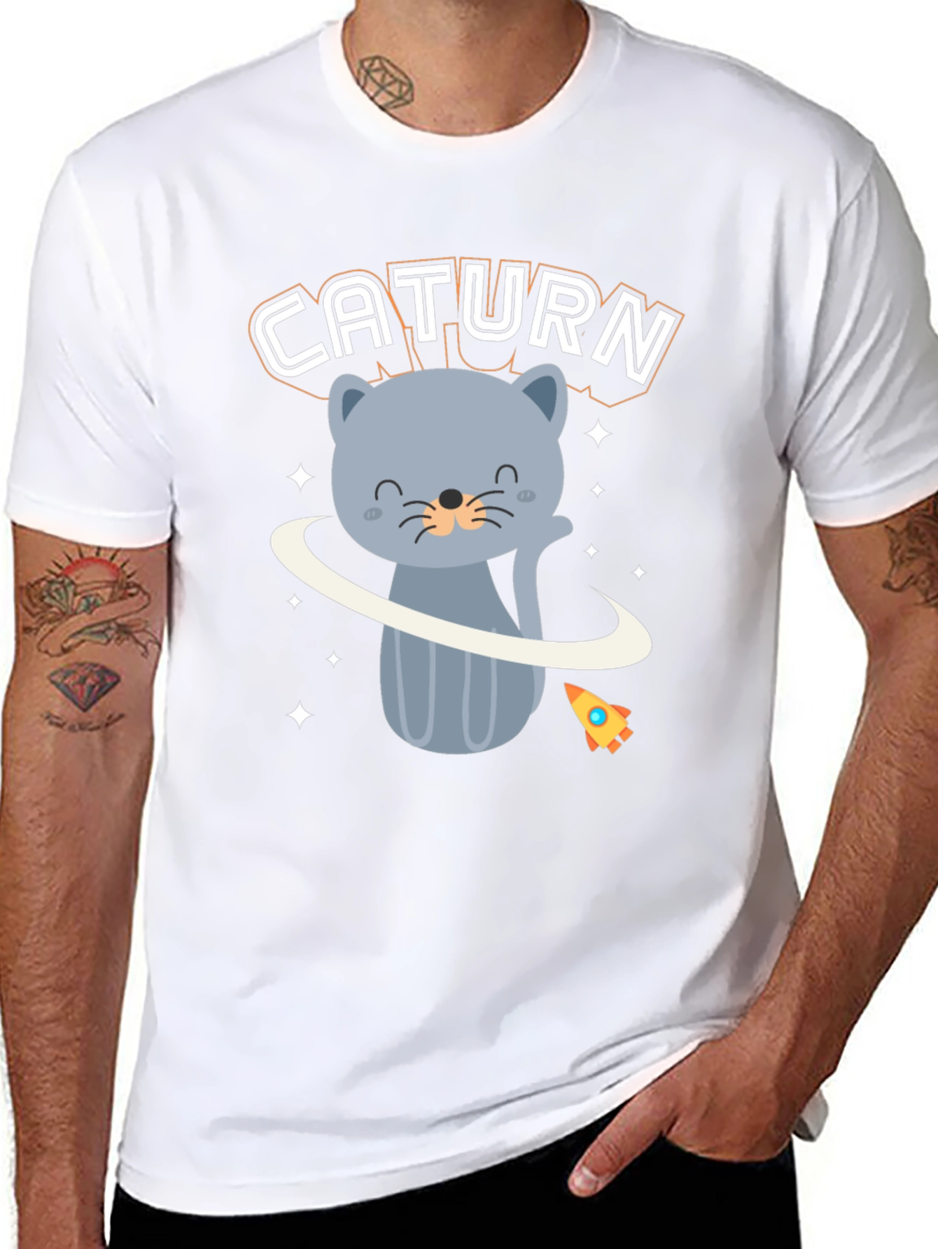 Caturn T-Shirt - Cute Cat Planet Design