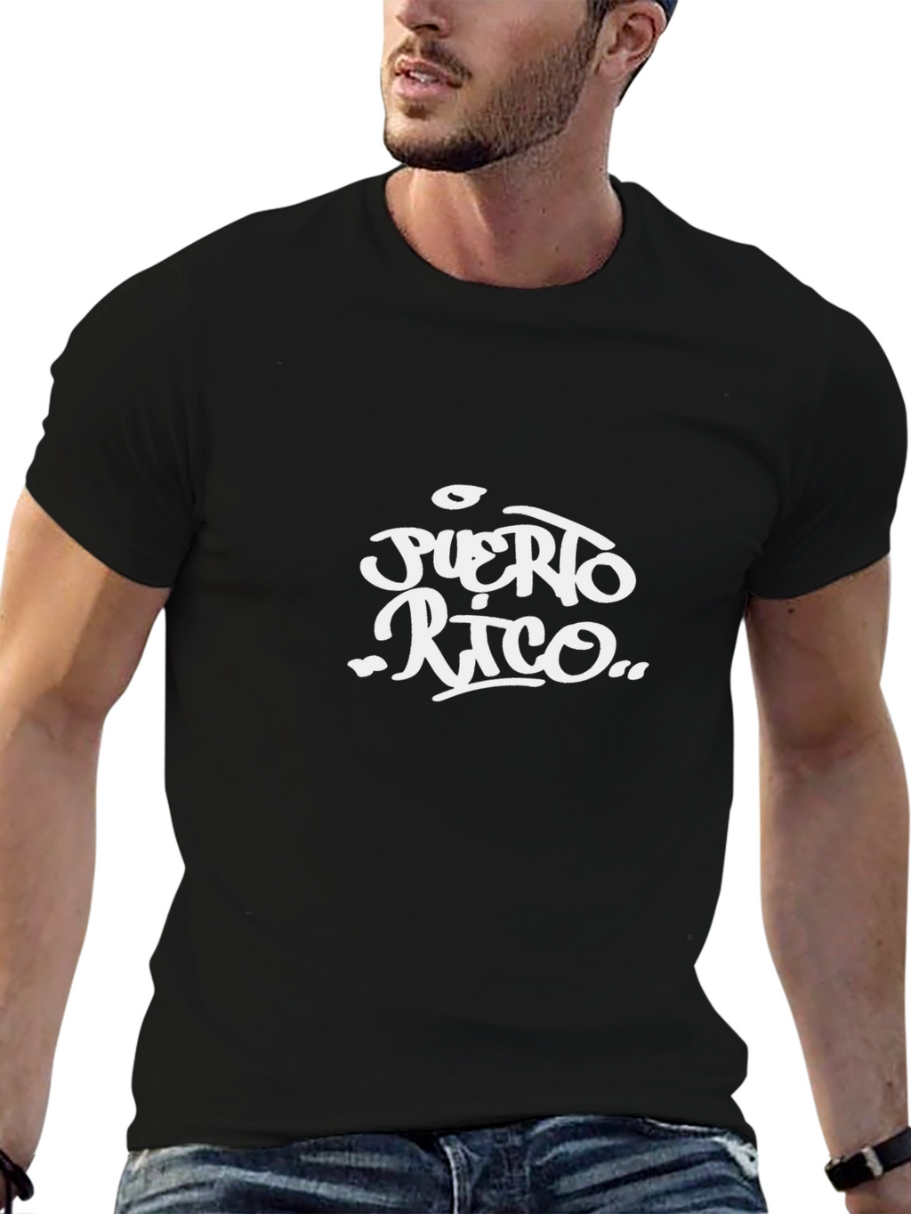 Puerto Rico Graphic Tee - Black Cotton Shirt