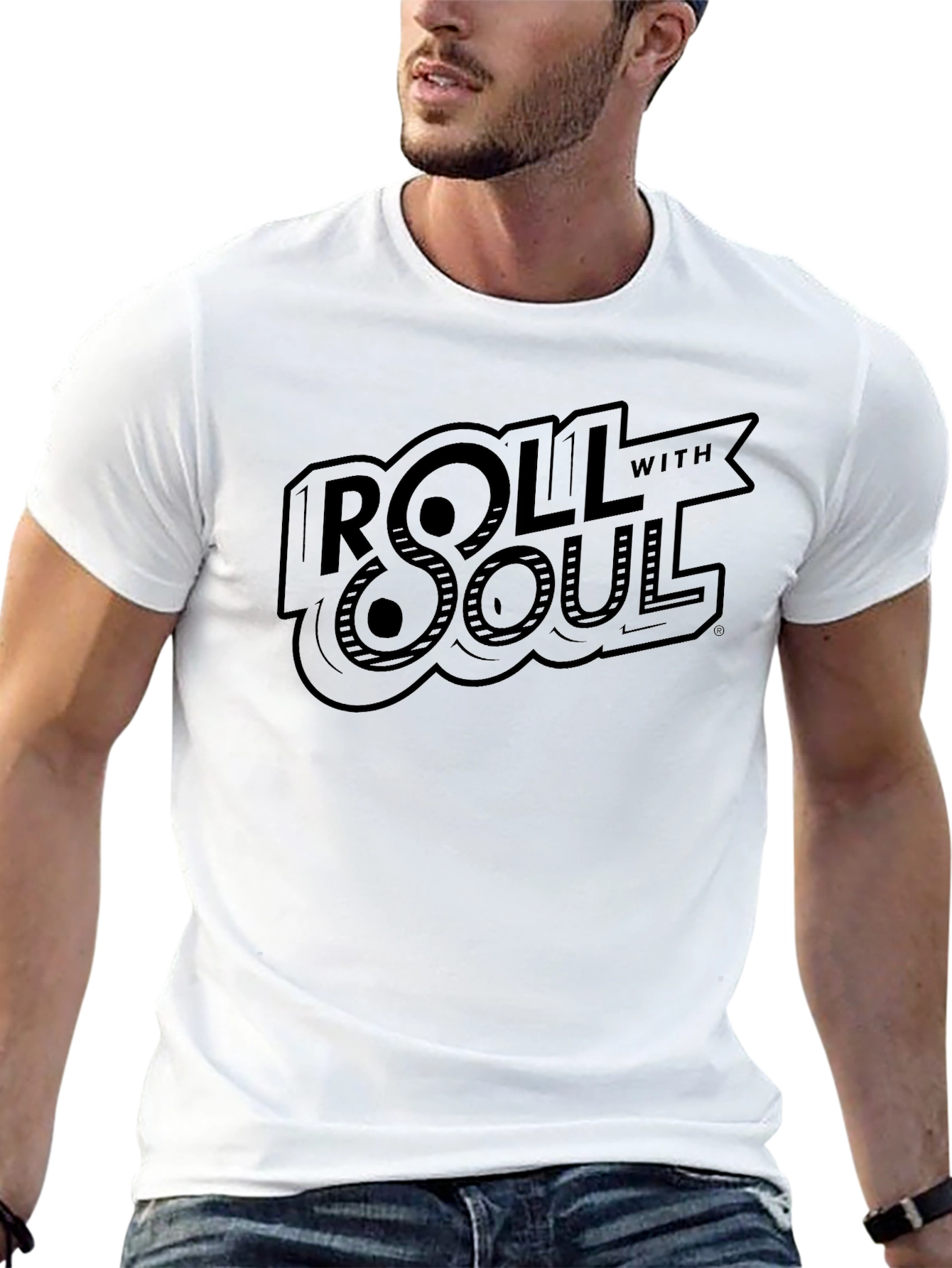 Roll With Soul Graphic Print Black T-Shirt