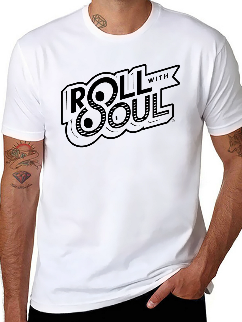 Roll With Soul Graphic Print Black T-Shirt