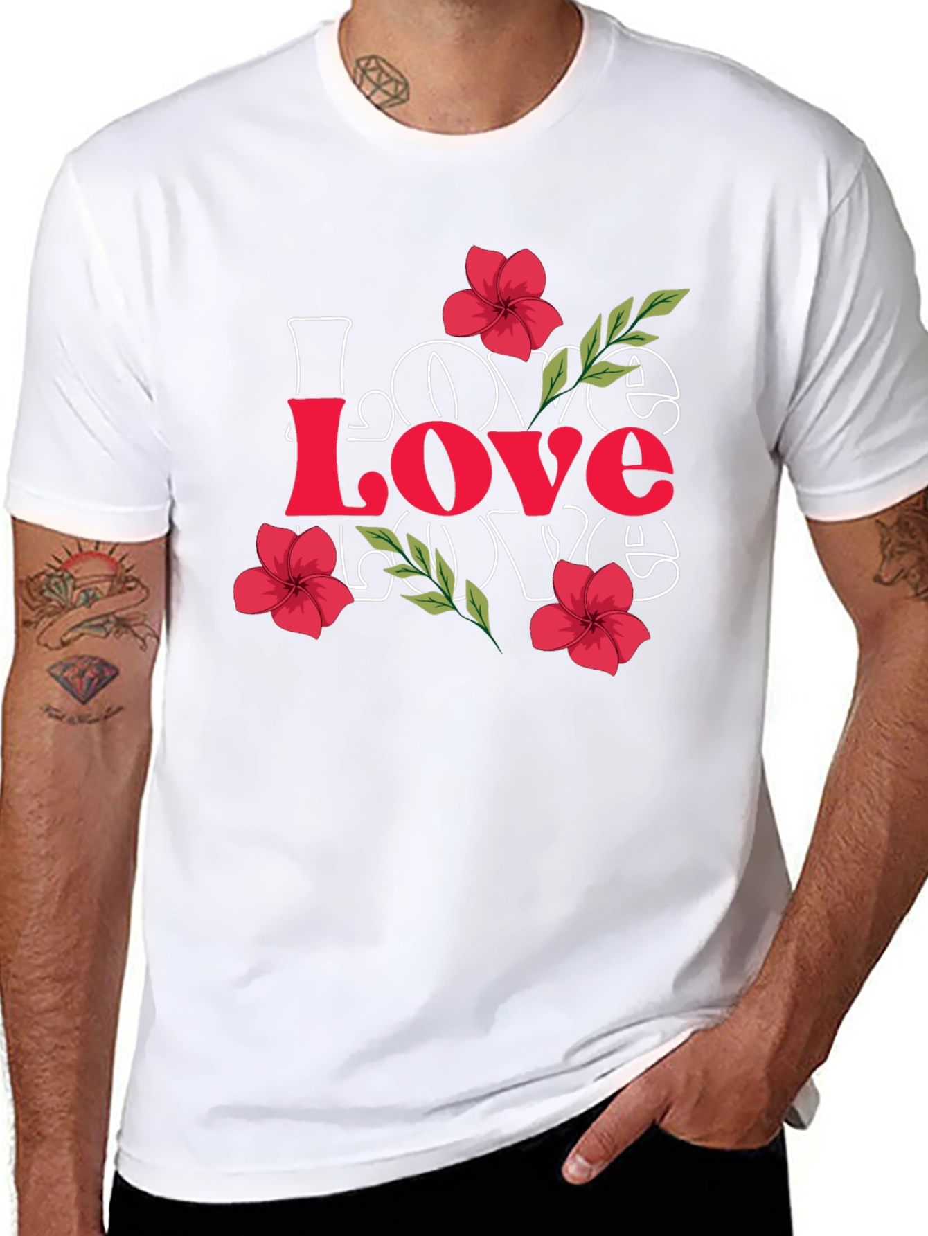 Love Floral Graphic Tee - Stylish Mens Black T-Shirt