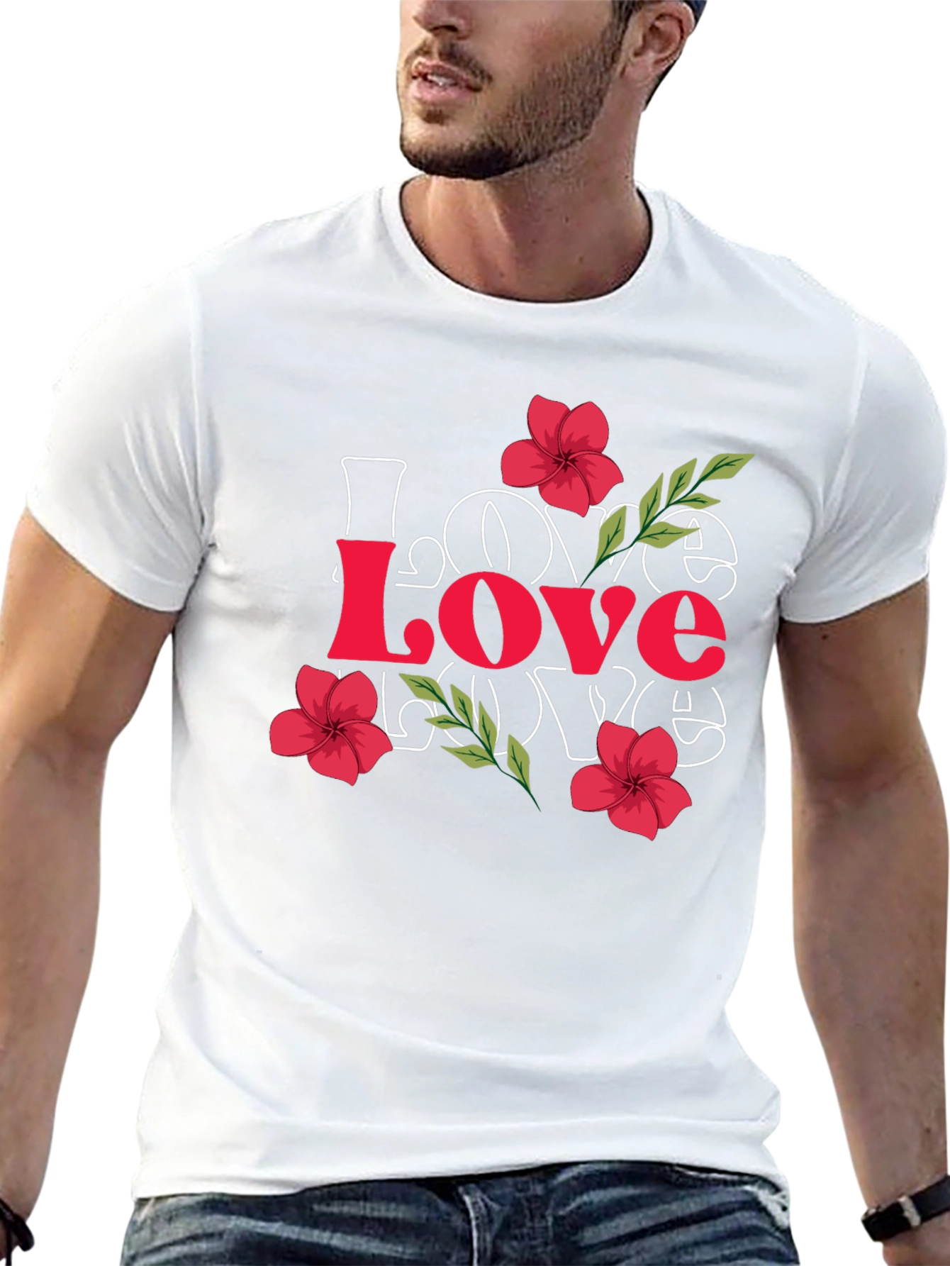 Love Floral Graphic Tee - Stylish Mens Black T-Shirt
