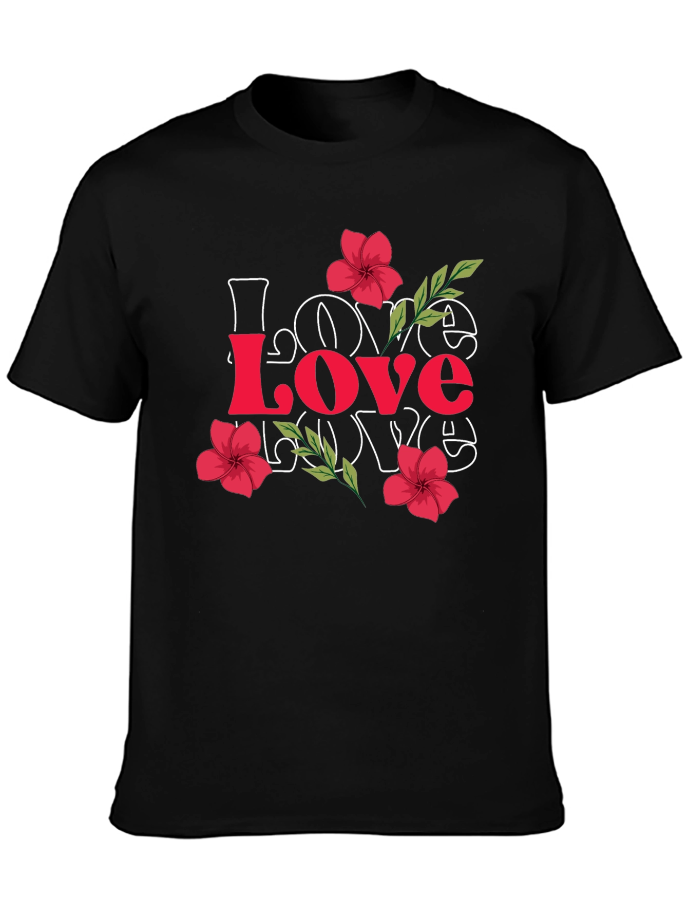 Love Floral Graphic Tee - Stylish Mens Black T-Shirt
