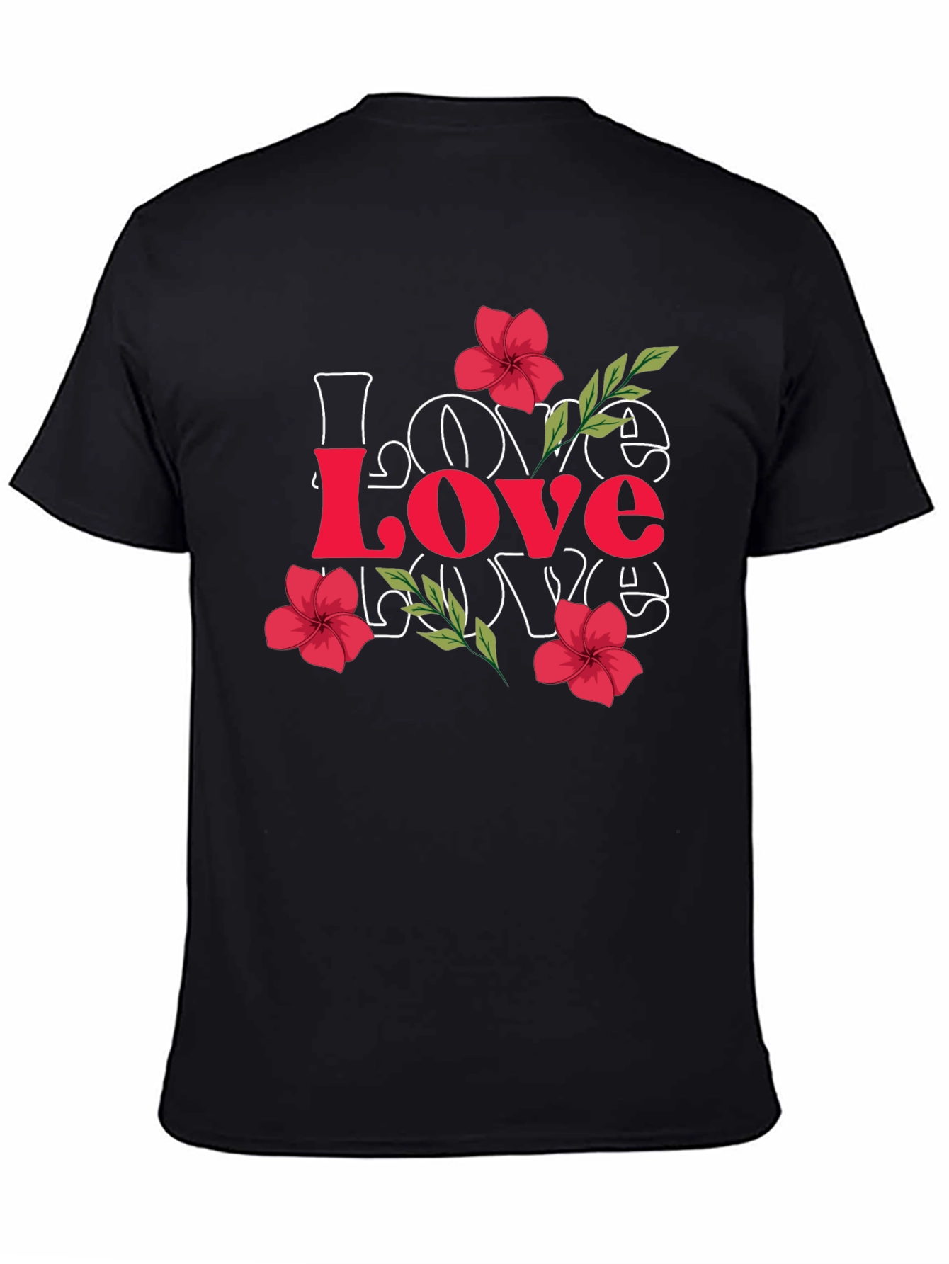 Love Floral Graphic Tee - Stylish Mens Black T-Shirt