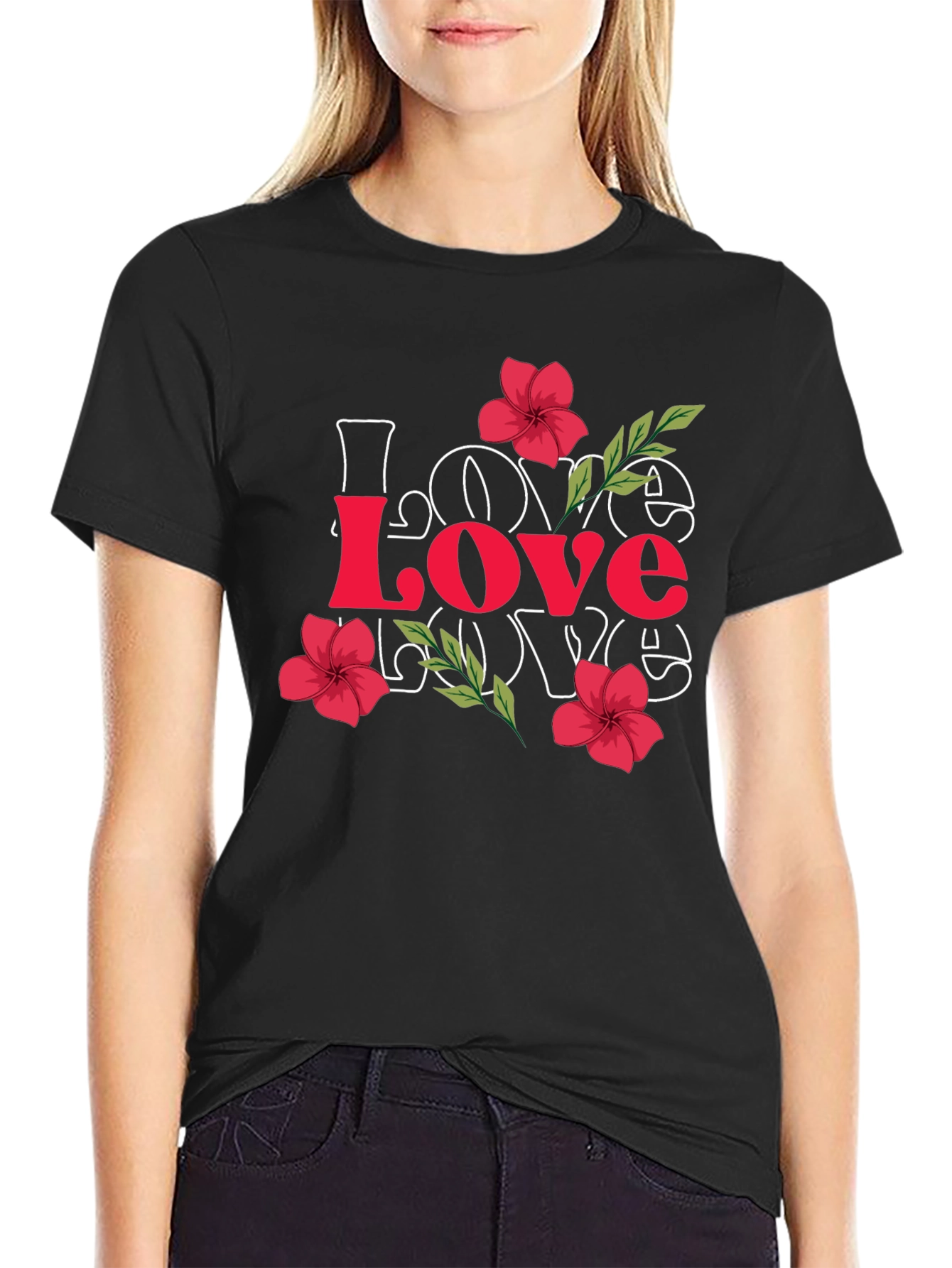 Love Floral Graphic Tee - Stylish Mens Black T-Shirt