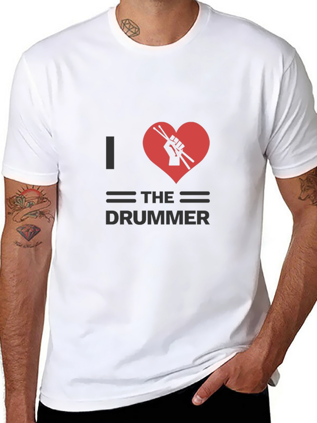 I Heart The Drummer Black T-Shirt