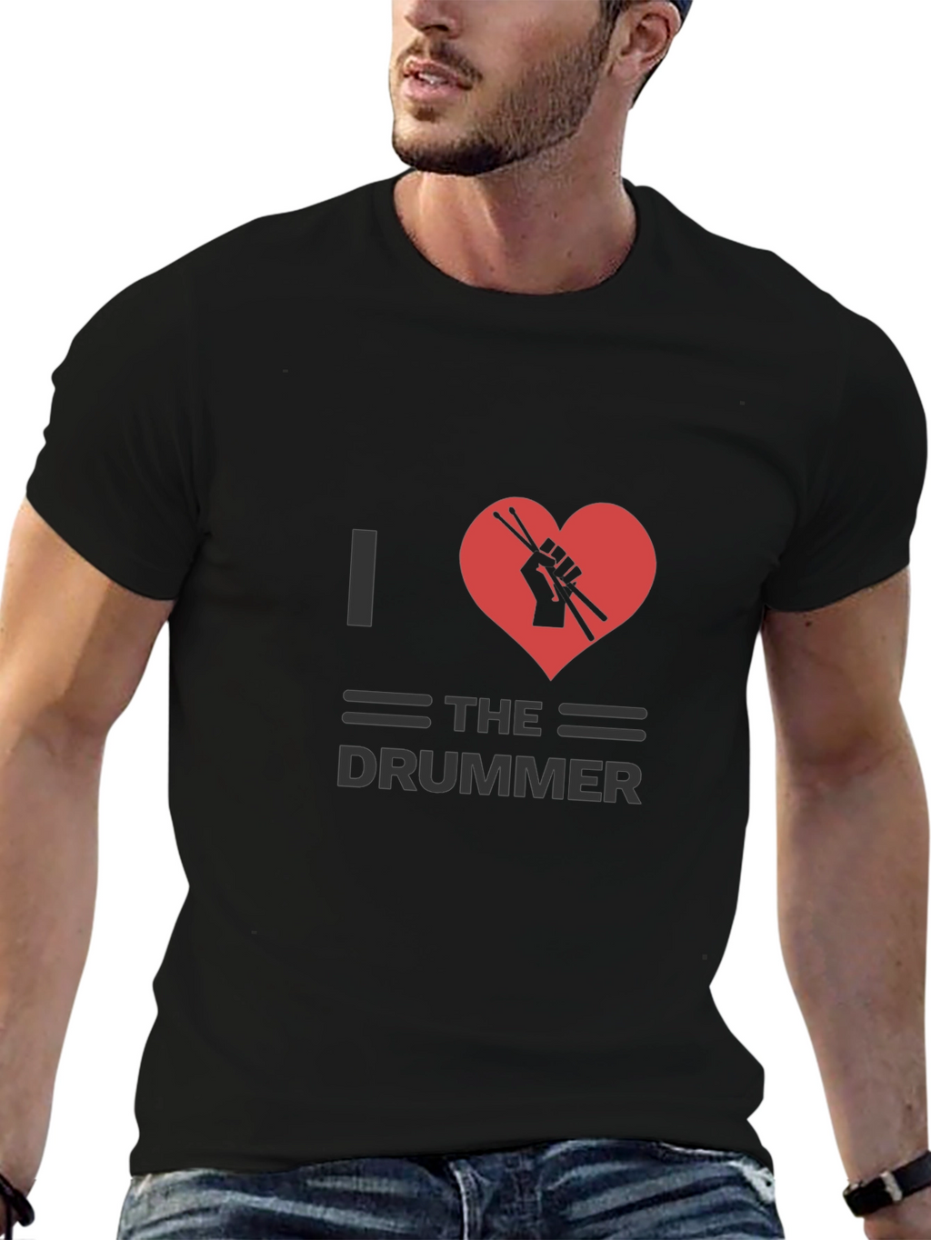 I Heart The Drummer Black T-Shirt