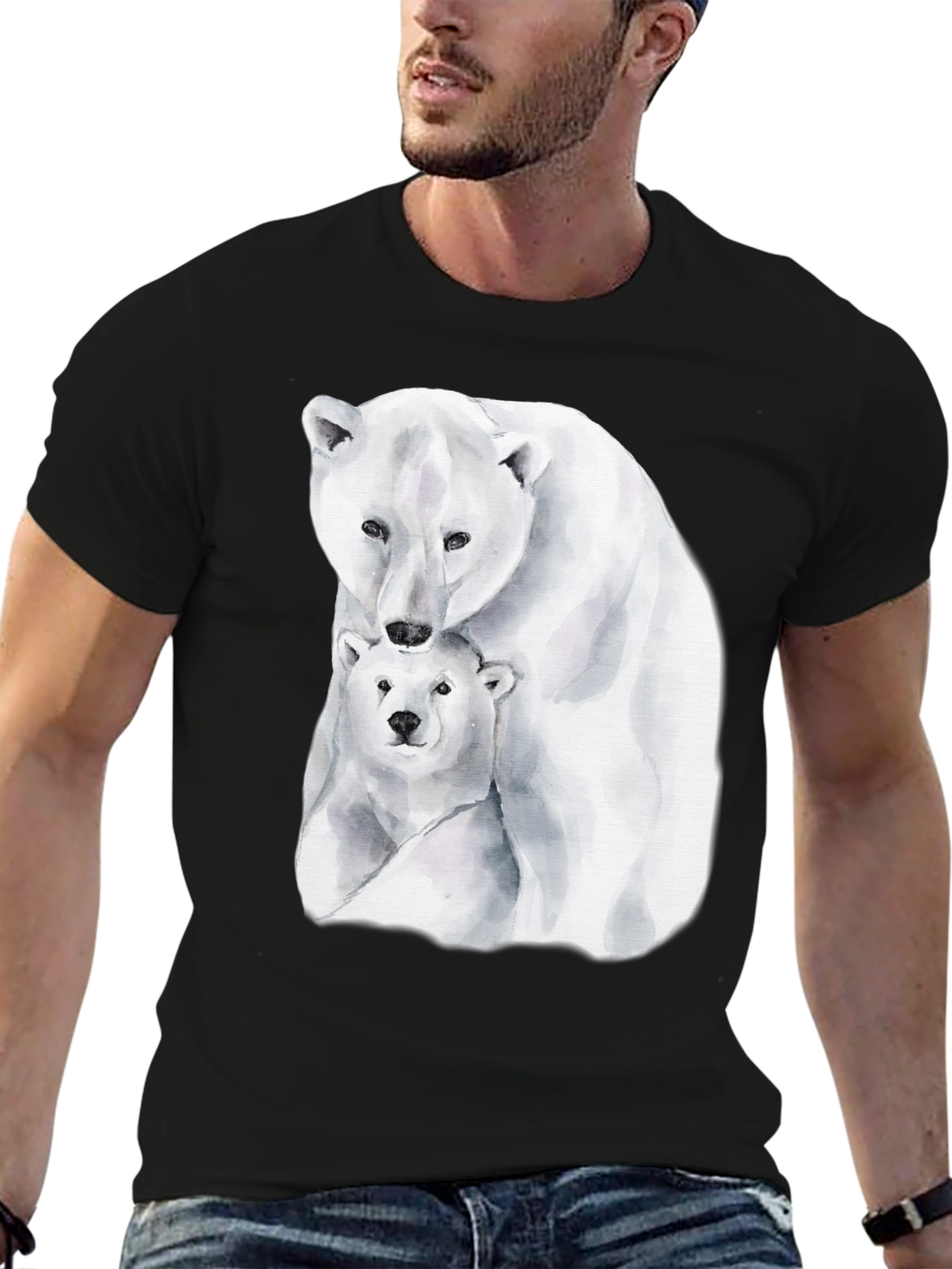 Polar Bear Graphic Tee - Black