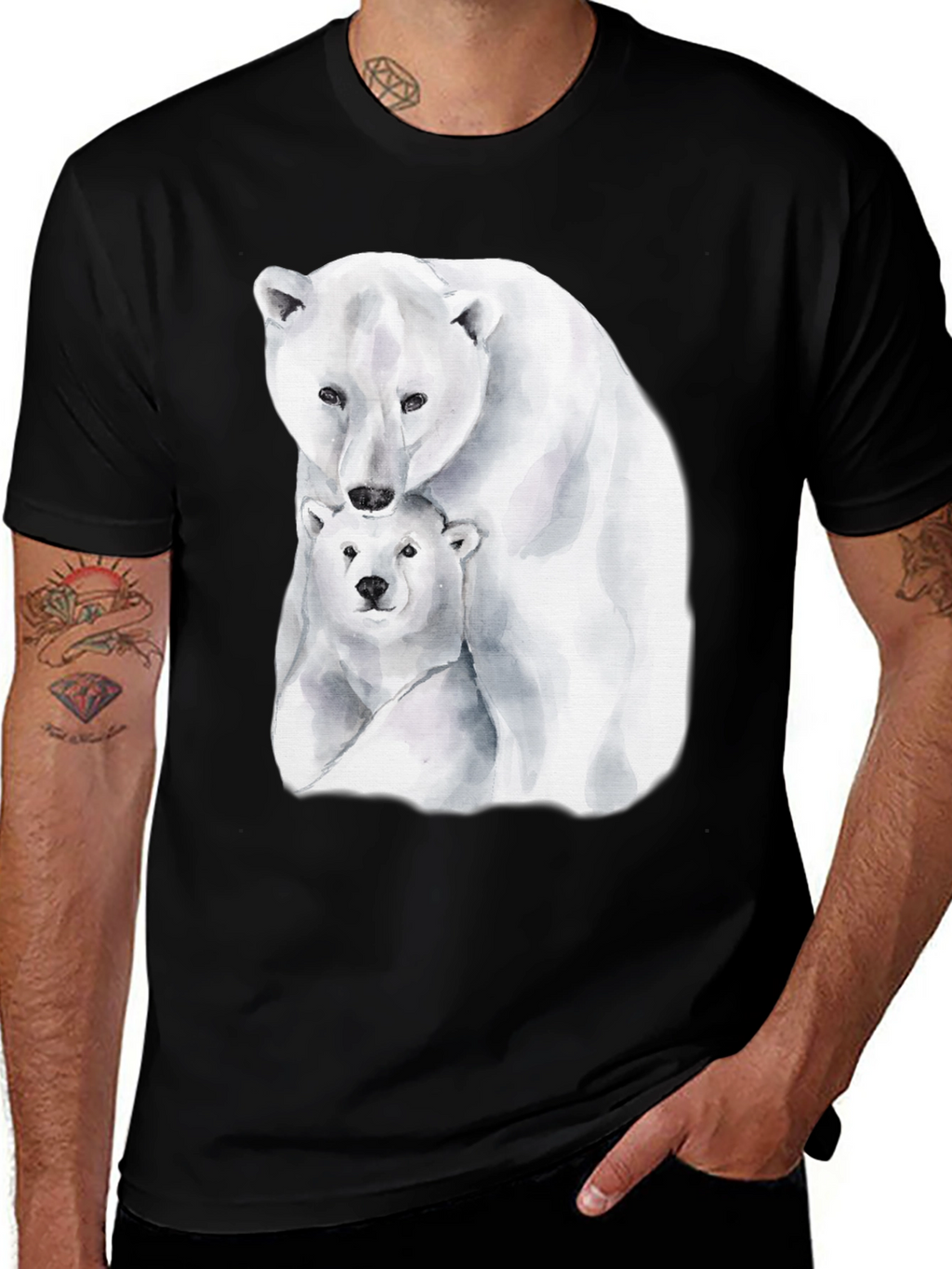 Polar Bear Graphic Tee - Black