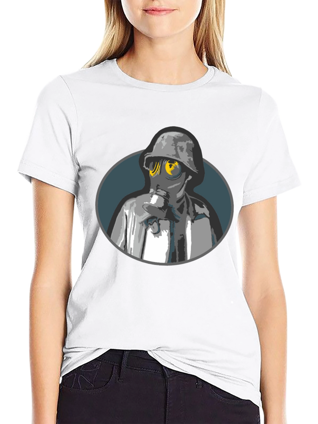 Gas Mask Soldier Graphic Tee - Black