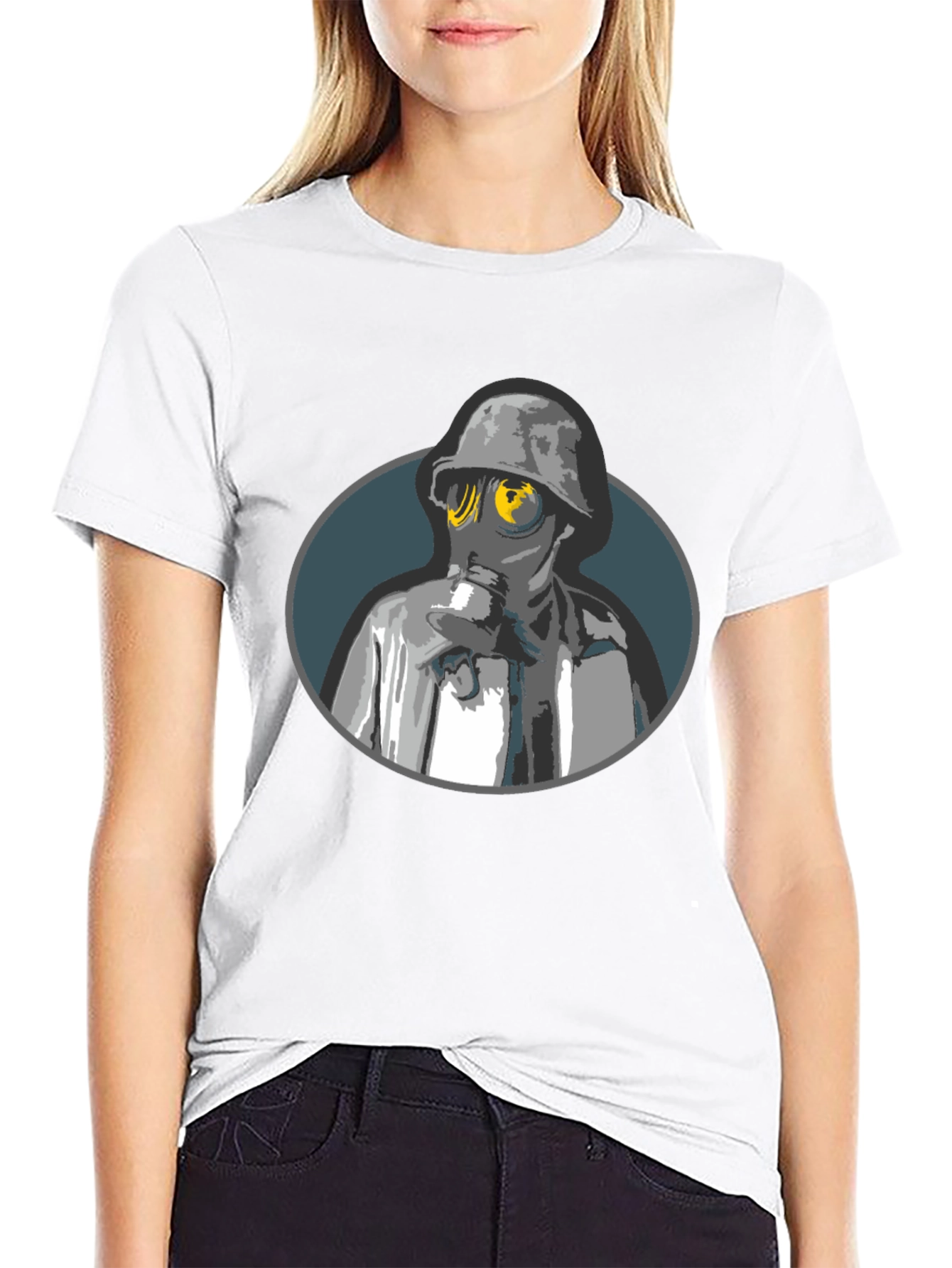 Gas Mask Soldier Graphic Tee - Black