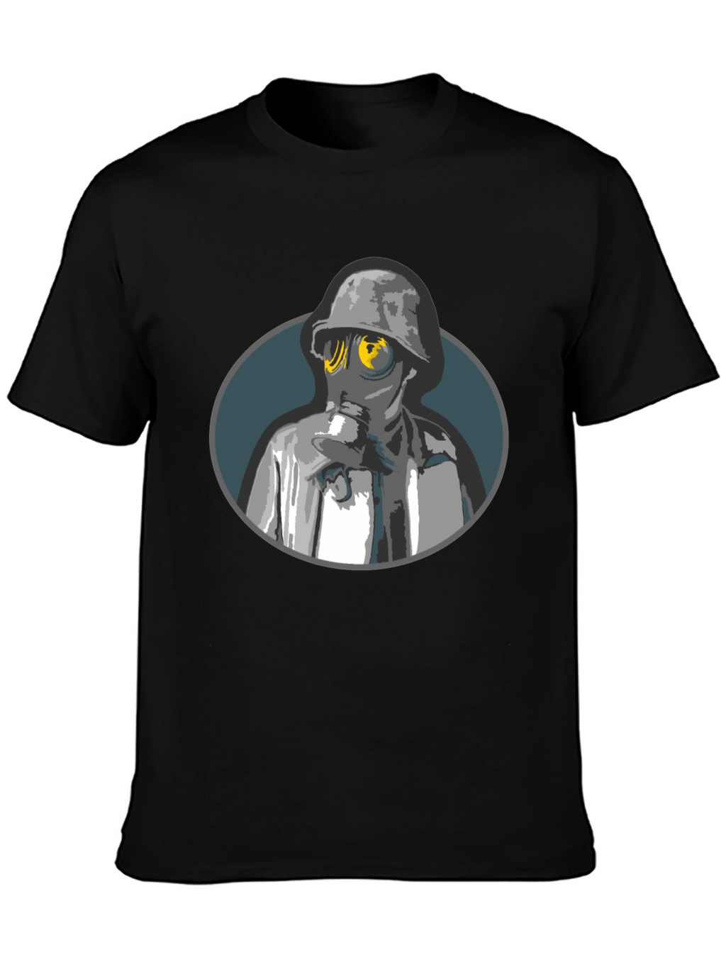 Gas Mask Soldier Graphic Tee - Black