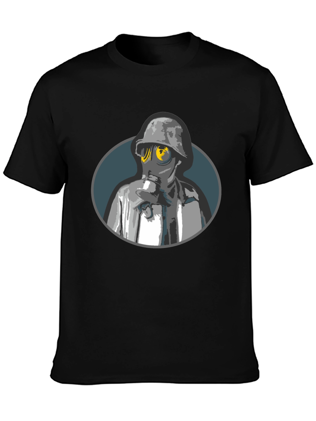 Gas Mask Soldier Graphic Tee - Black