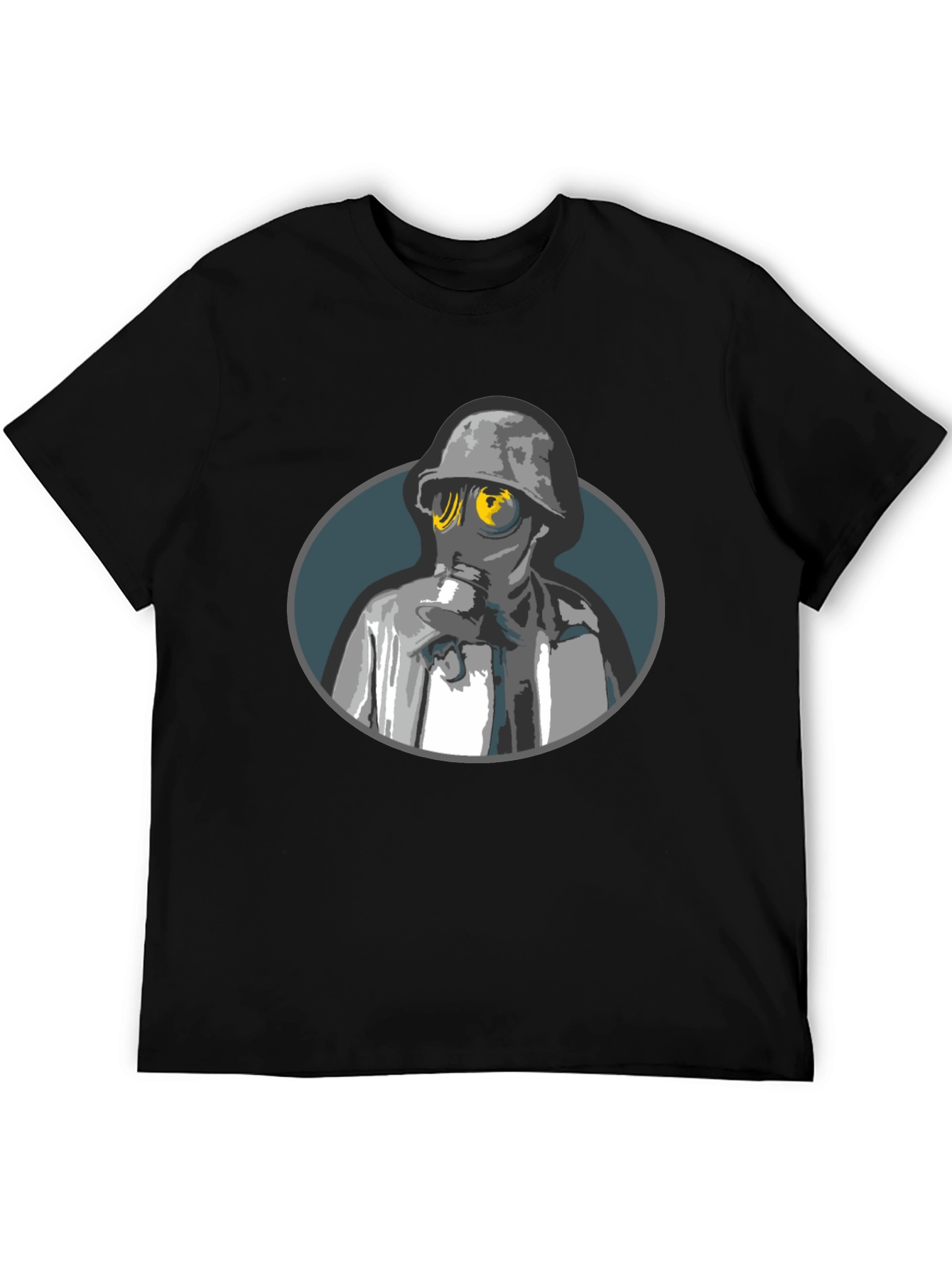 Gas Mask Soldier Graphic Tee - Black