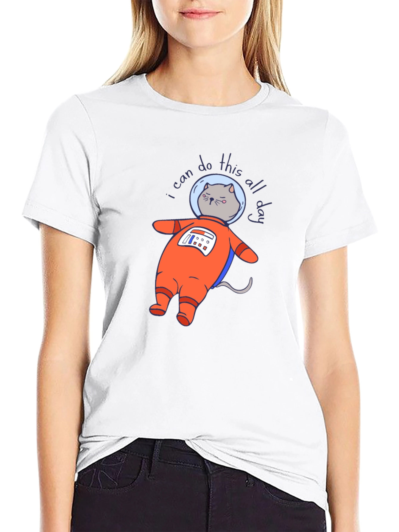 Astronaut Cat T-Shirt - I Can Do This All Day