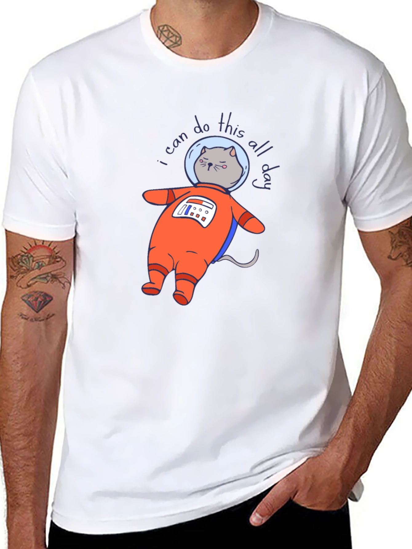 Astronaut Cat T-Shirt - I Can Do This All Day