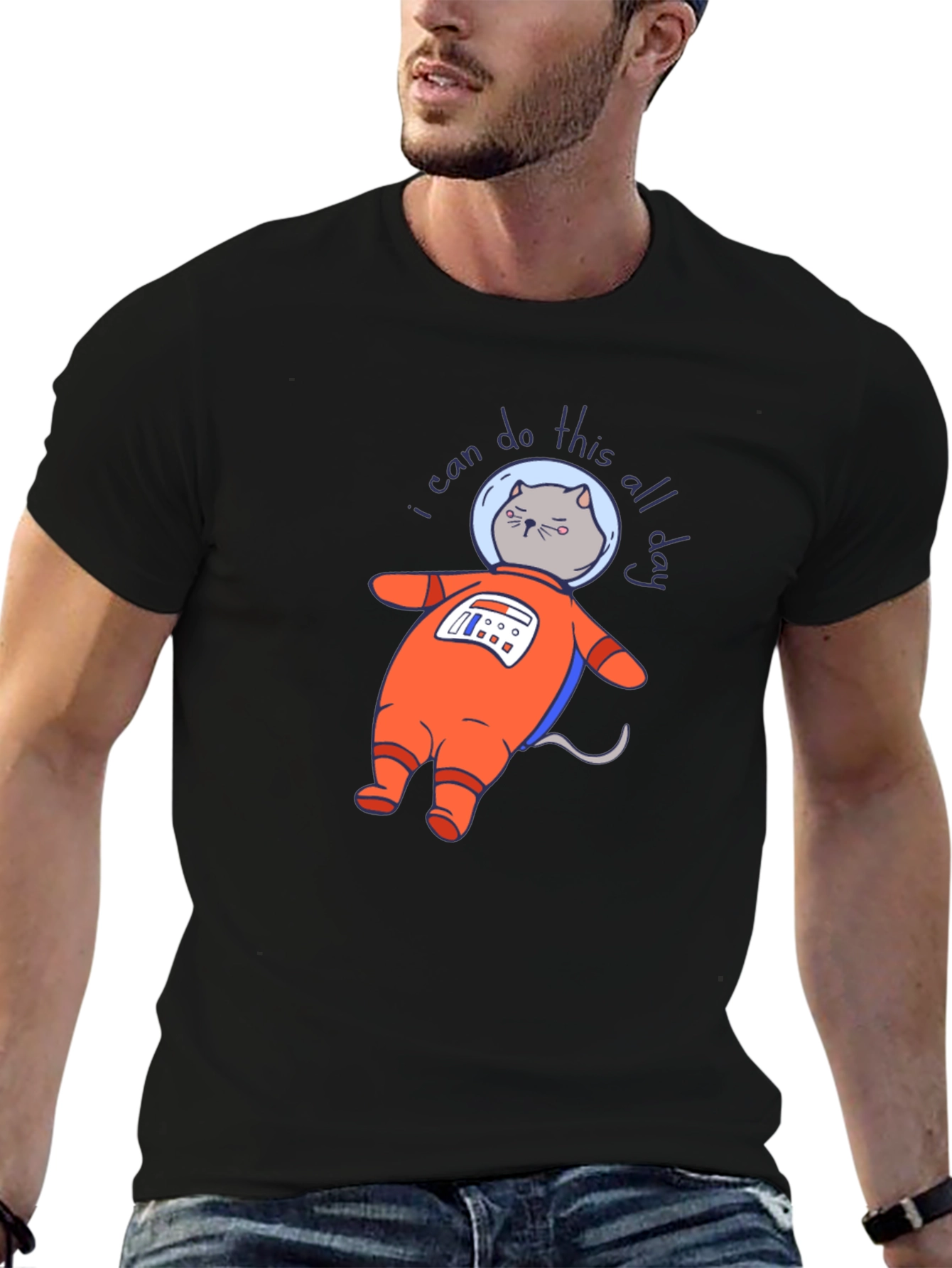 Astronaut Cat T-Shirt - I Can Do This All Day