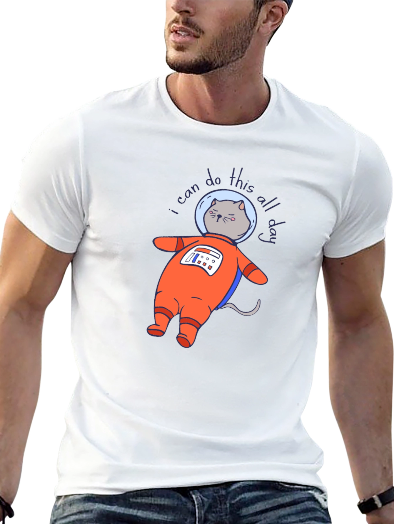 Astronaut Cat T-Shirt - I Can Do This All Day