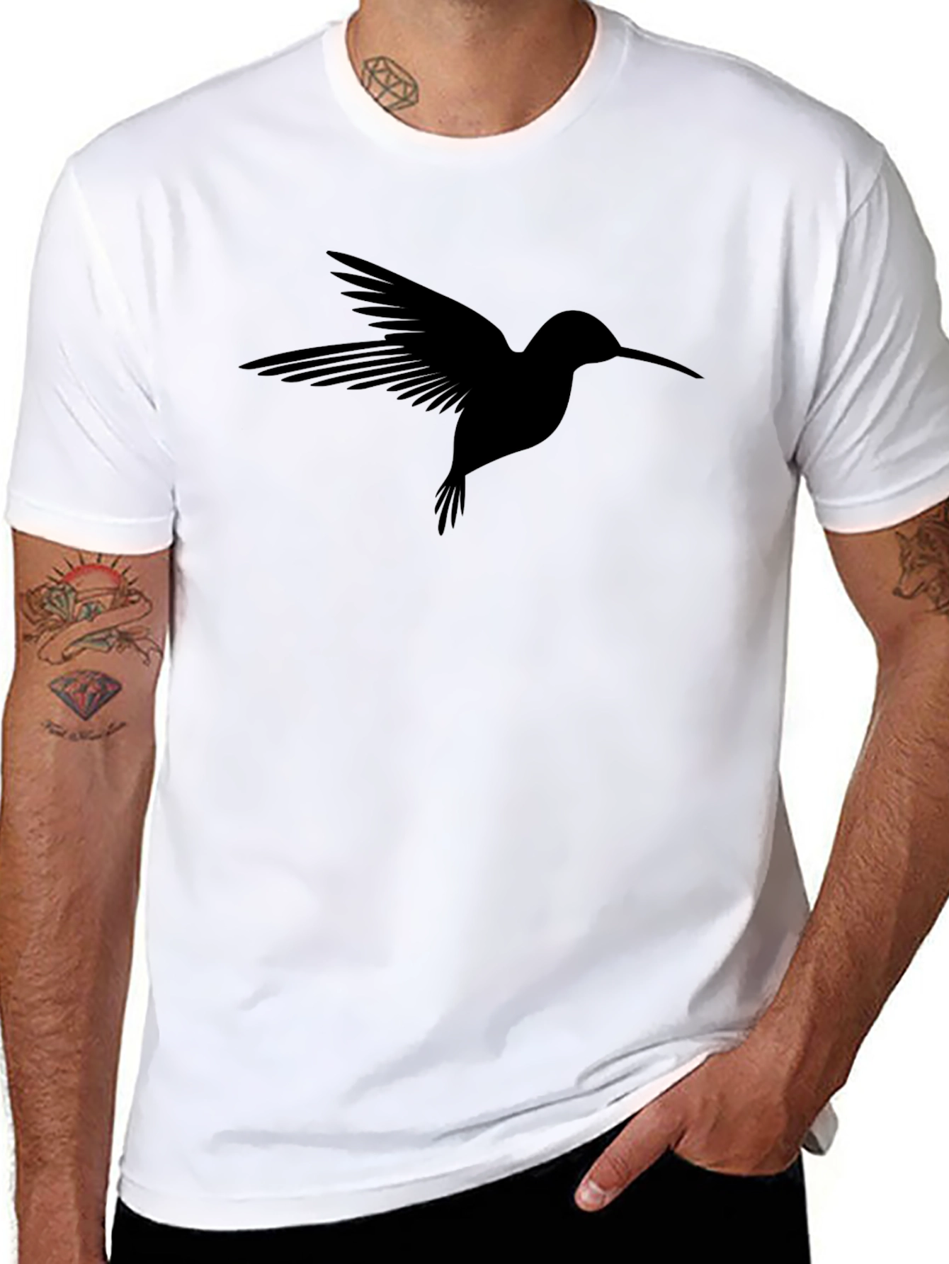 Hummingbird Graphic T-Shirt - Stylish Bird Silhouette Tee