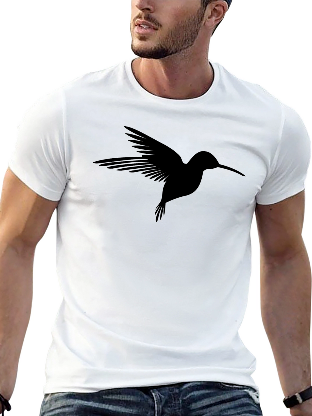 Hummingbird Graphic T-Shirt - Stylish Bird Silhouette Tee