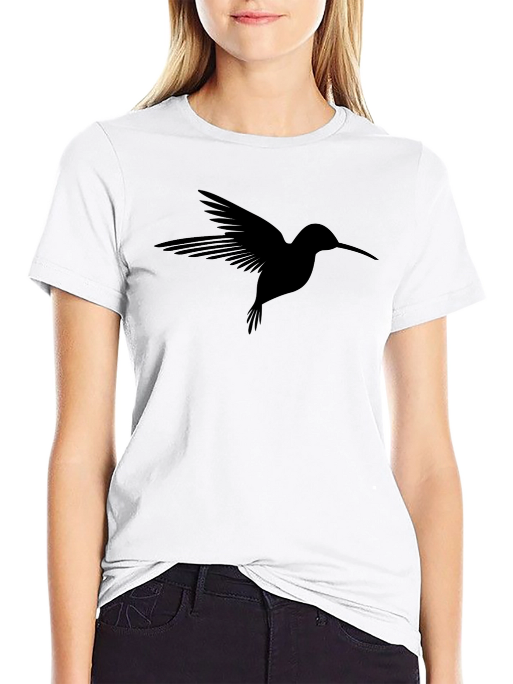 Hummingbird Graphic T-Shirt - Stylish Bird Silhouette Tee