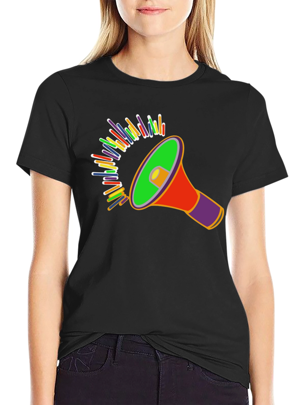 Colorful Megaphone Graphic T-Shirt
