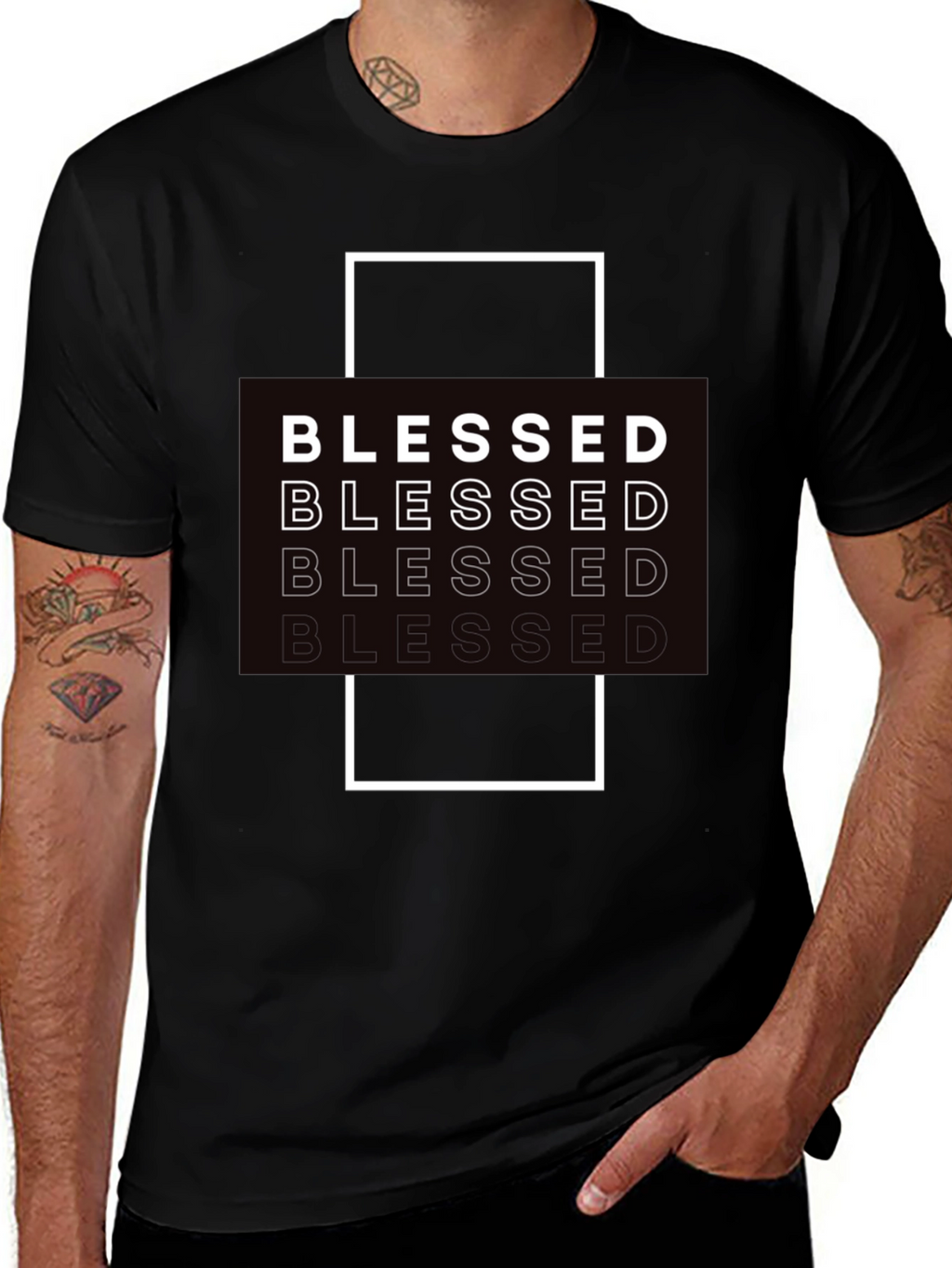 Blessed Graphic Print Black T-Shirt