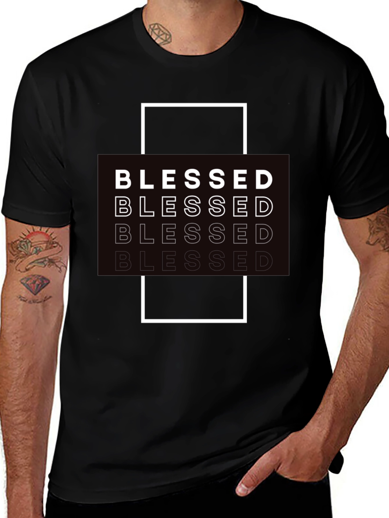 Blessed Graphic Print Black T-Shirt