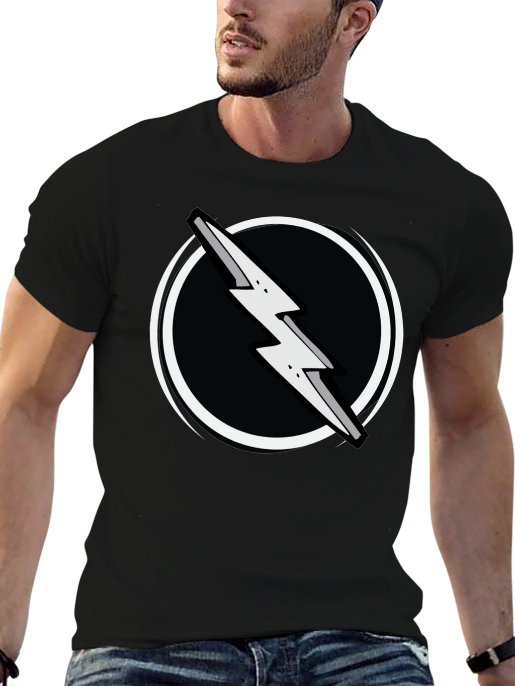 Lightning Bolt Graphic Tee - Black