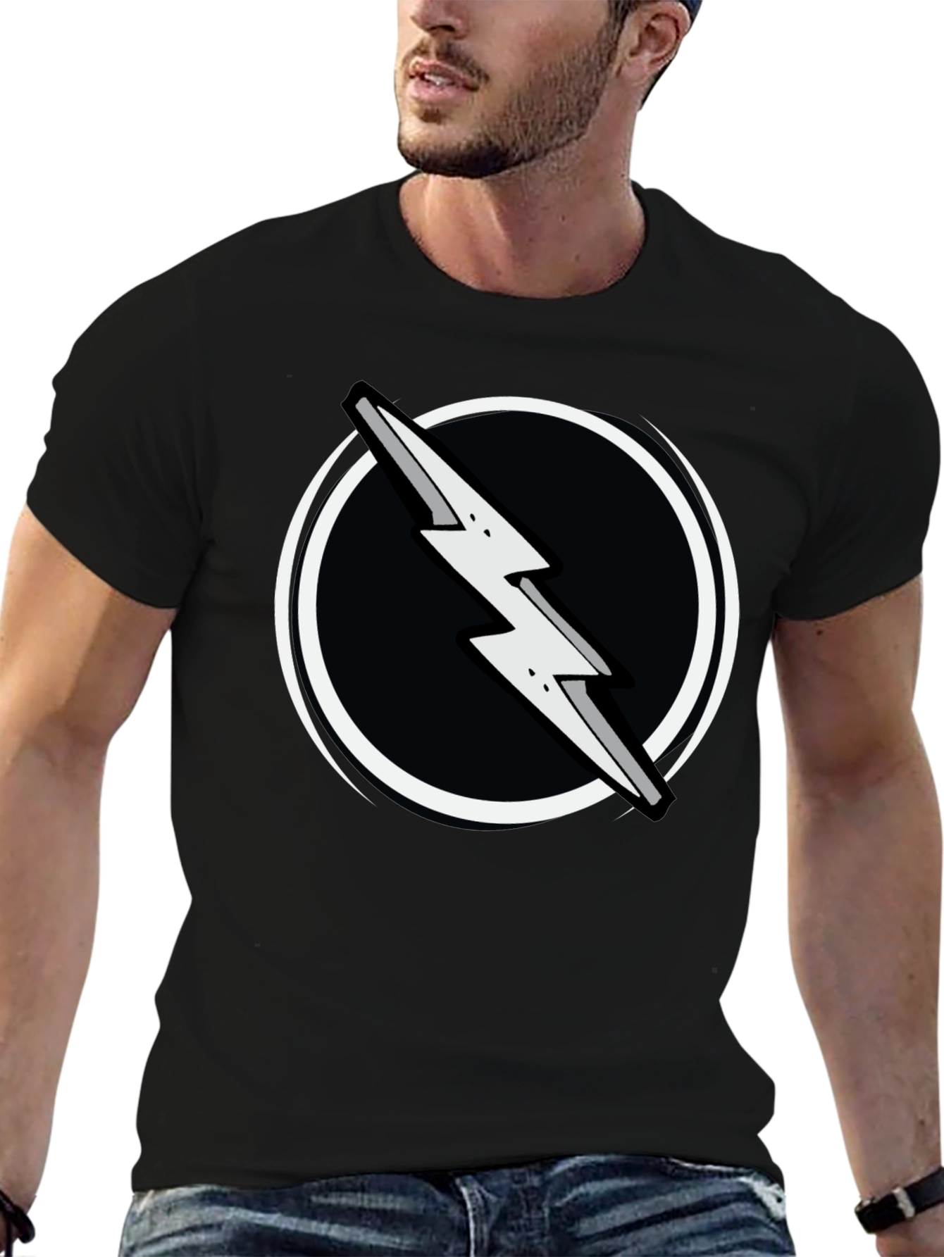Lightning Bolt Graphic Tee - Black