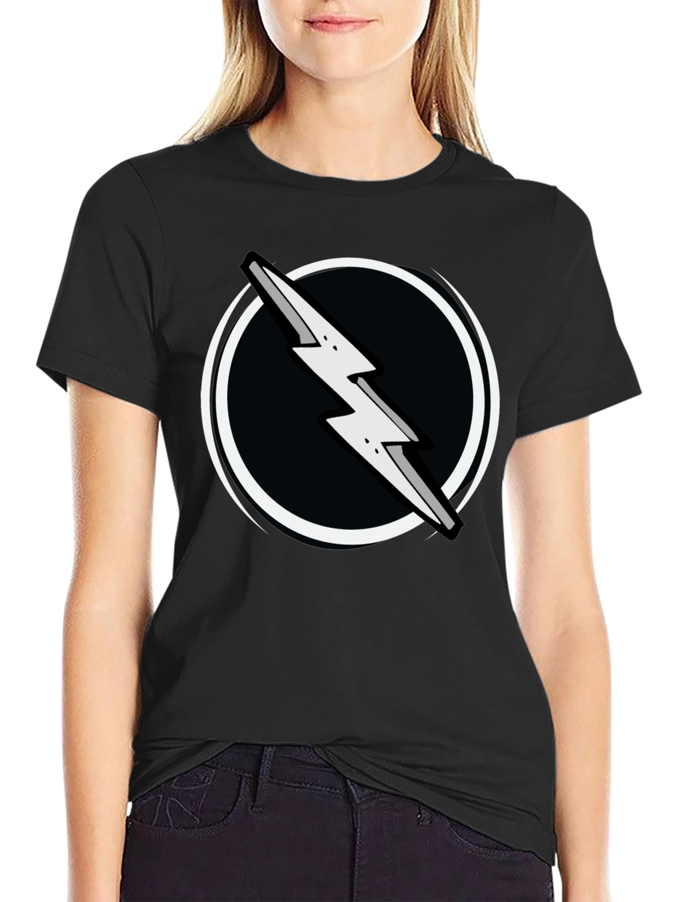 Lightning Bolt Graphic Tee - Black