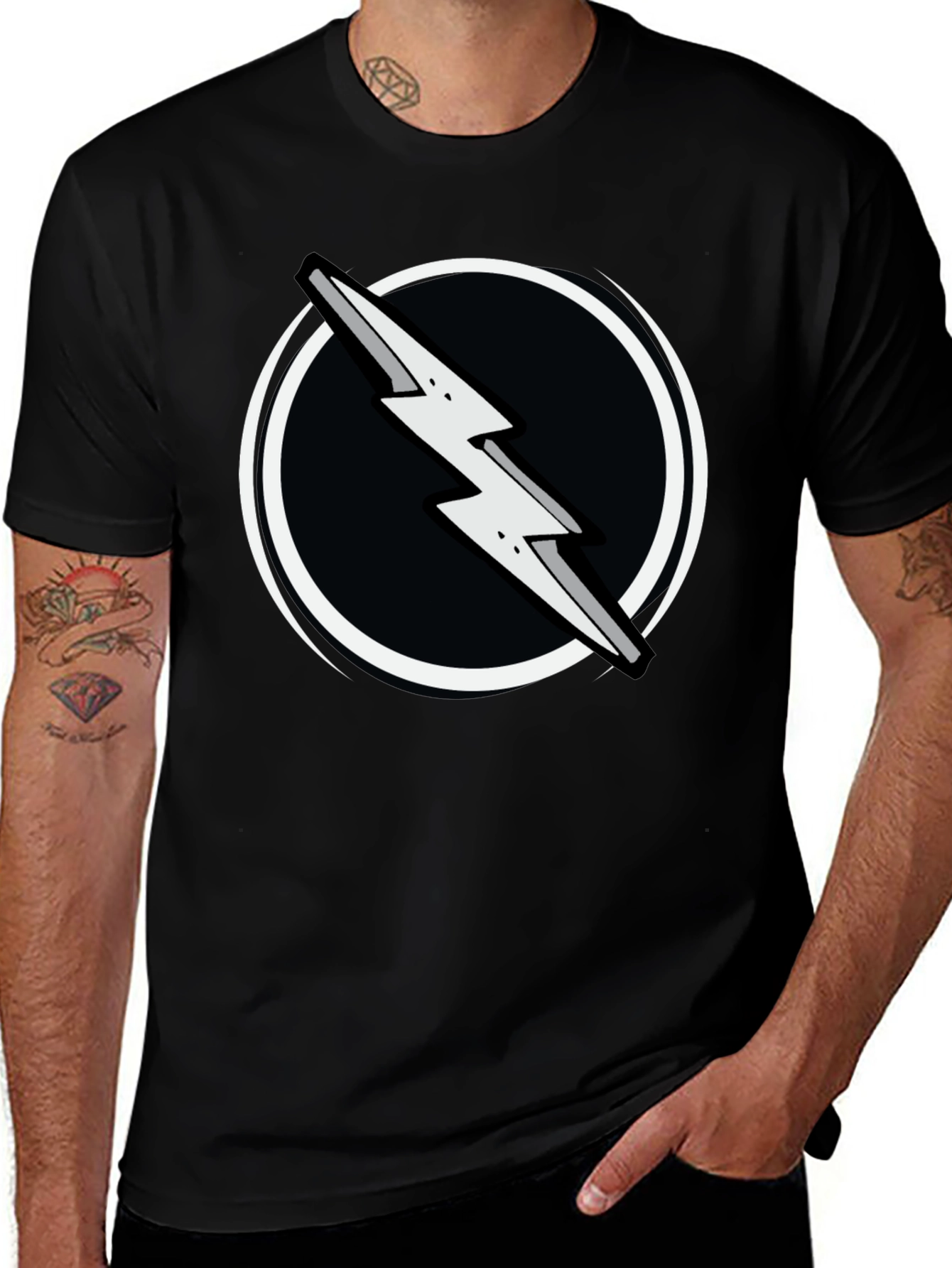 Lightning Bolt Graphic Tee - Black
