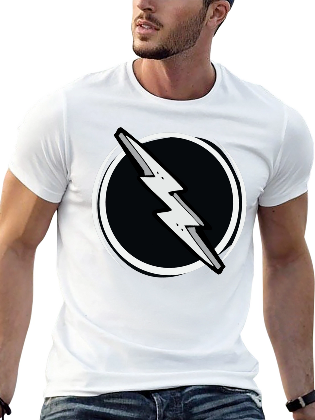 Lightning Bolt Graphic Tee - Black