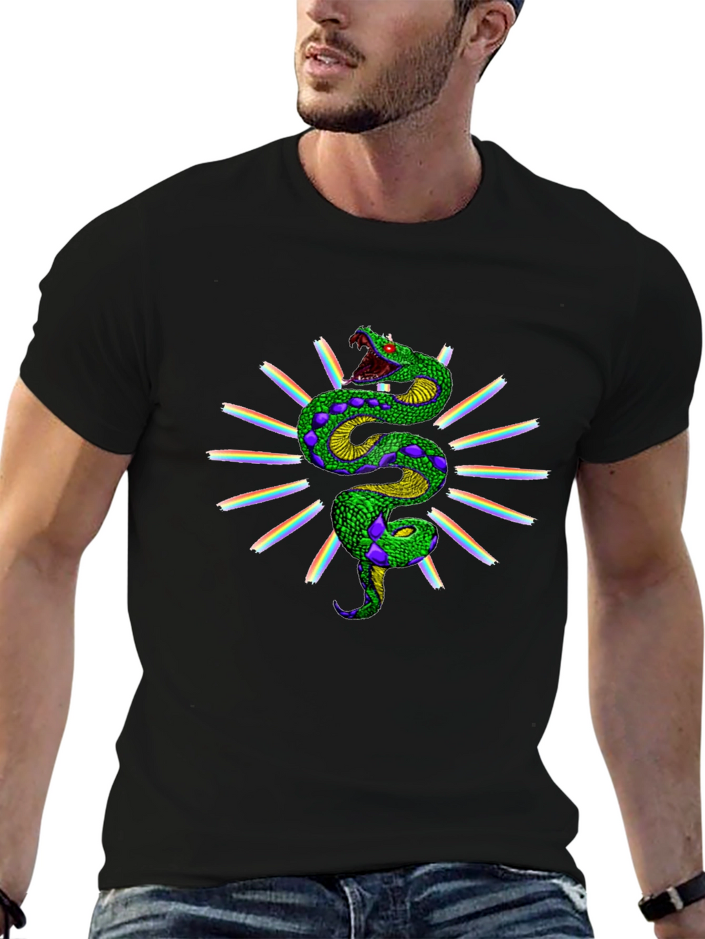 Rainbow Snake Graphic Tee - Black