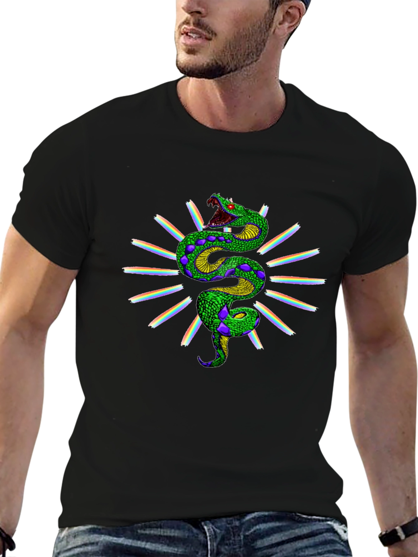 Rainbow Snake Graphic Tee - Black
