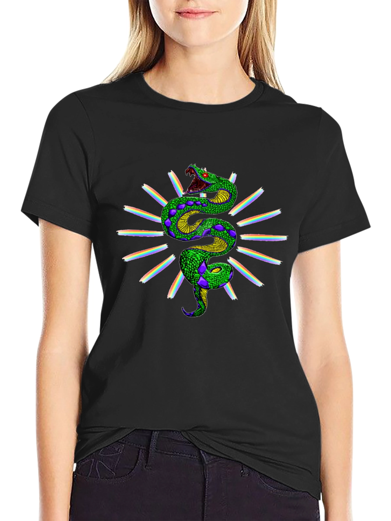 Rainbow Snake Graphic Tee - Black