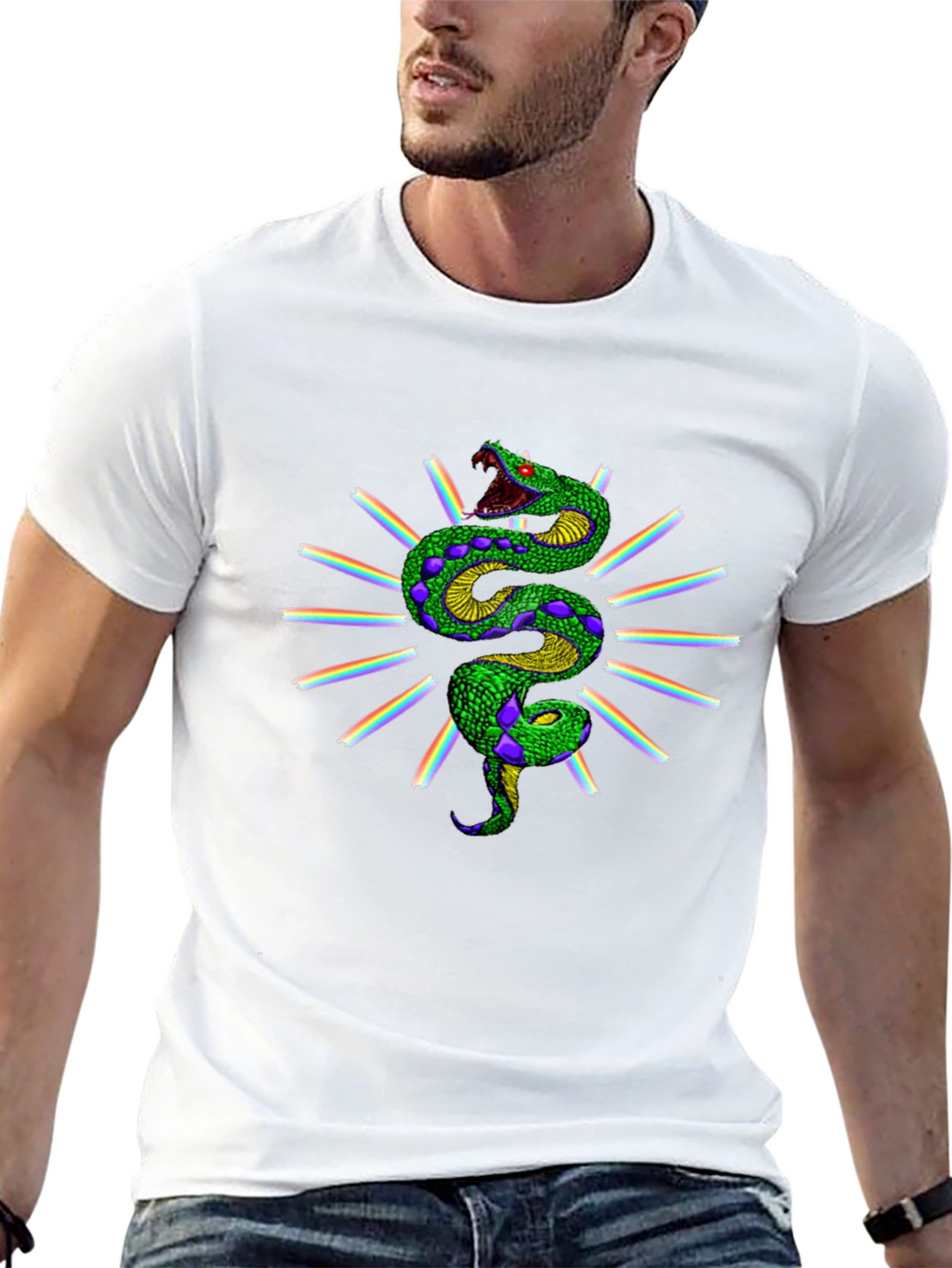 Rainbow Snake Graphic Tee - Black
