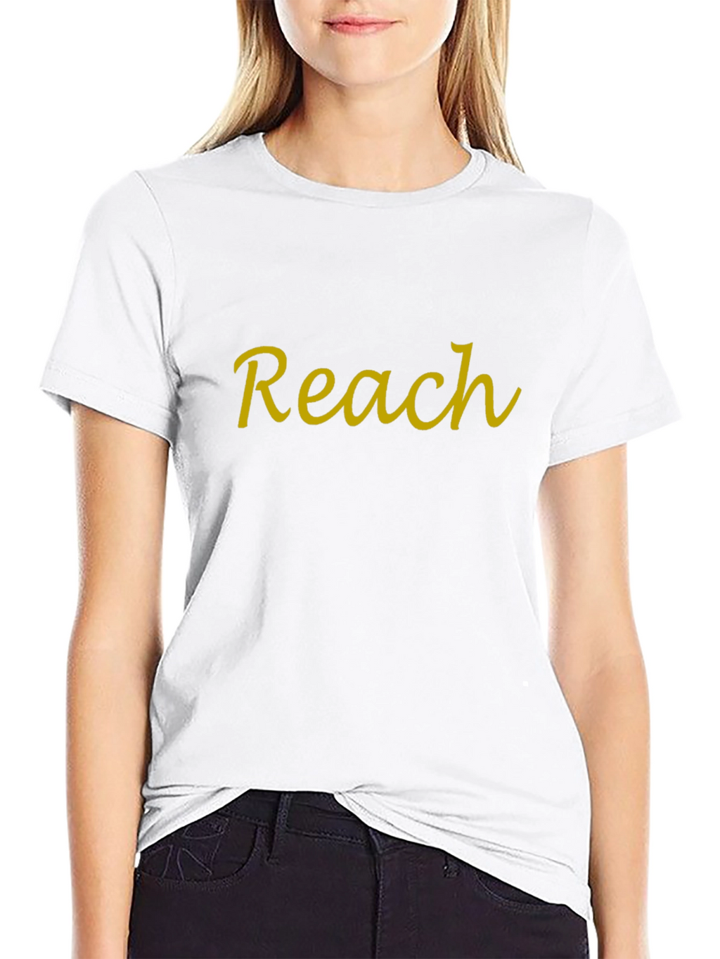 Reach Yellow Text Black T-Shirt