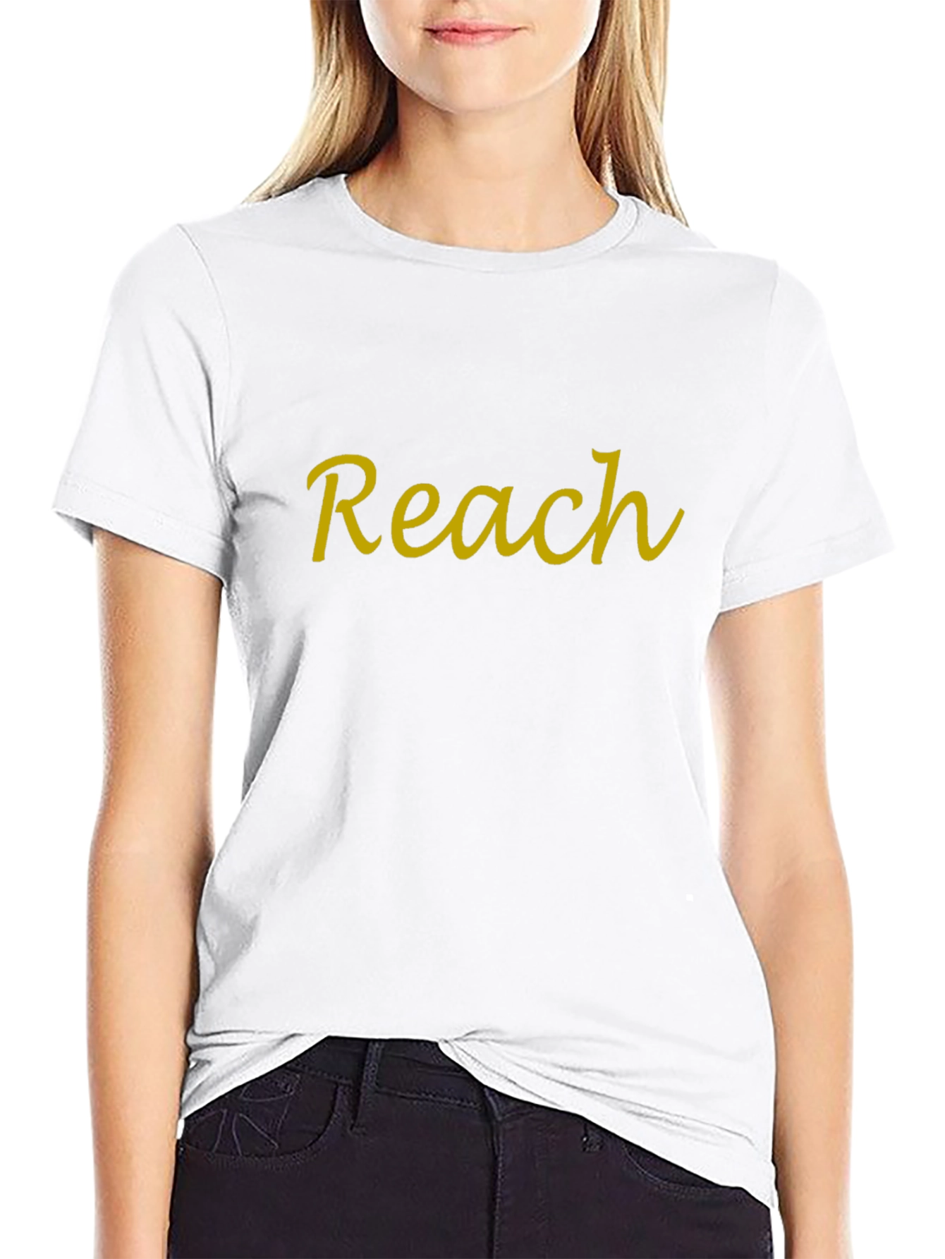 Reach Yellow Text Black T-Shirt