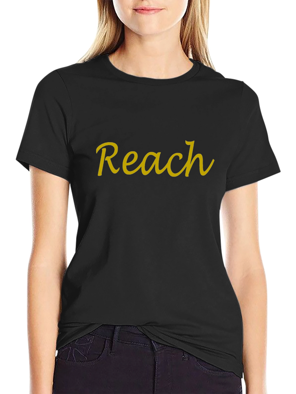 Reach Yellow Text Black T-Shirt