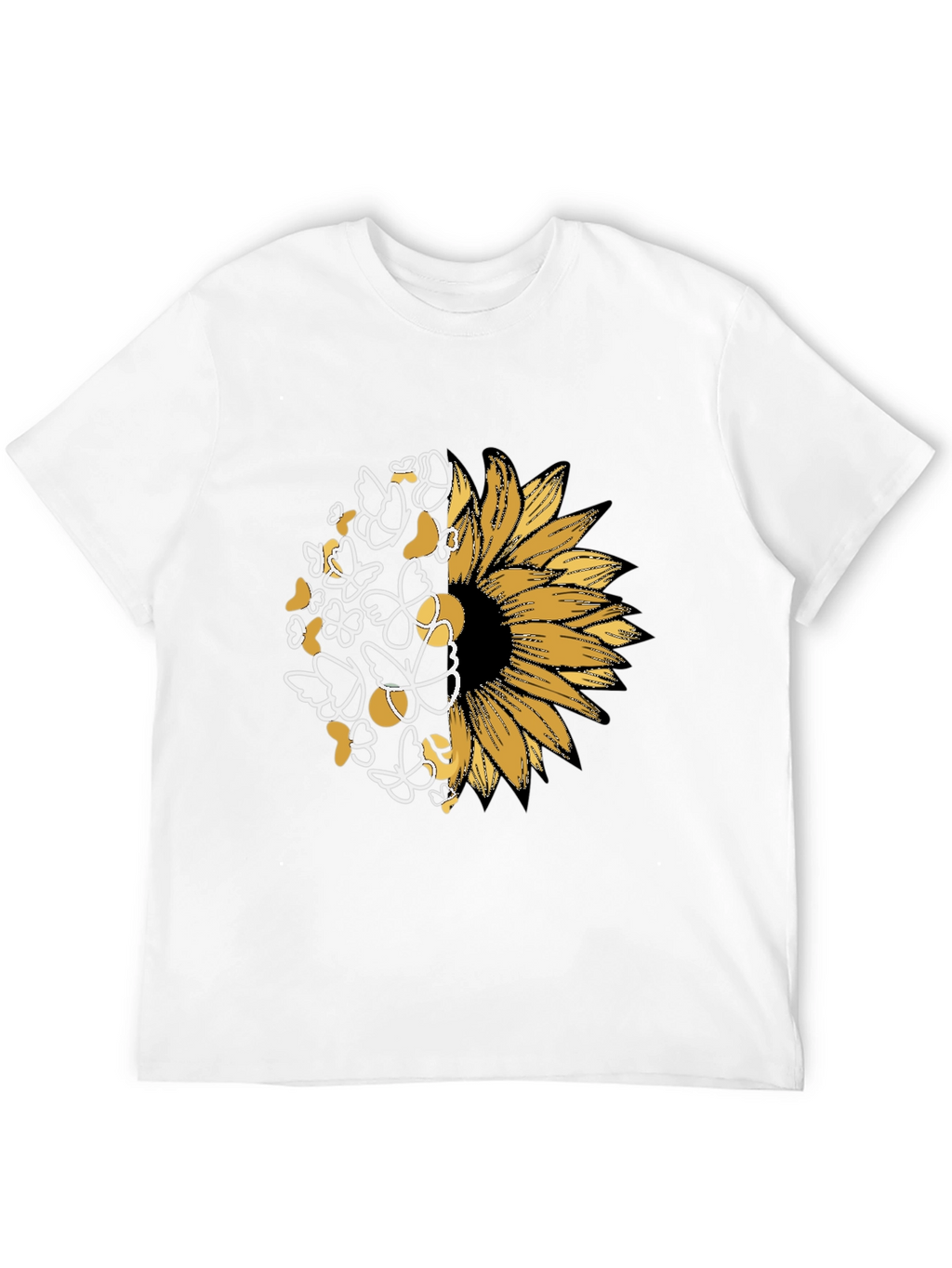 Sunflower Butterfly Graphic Black T-Shirt
