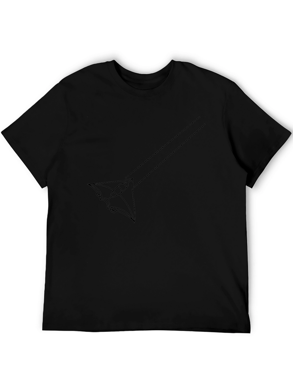 Mens Black Graphic Tee - Abstract Kite Design