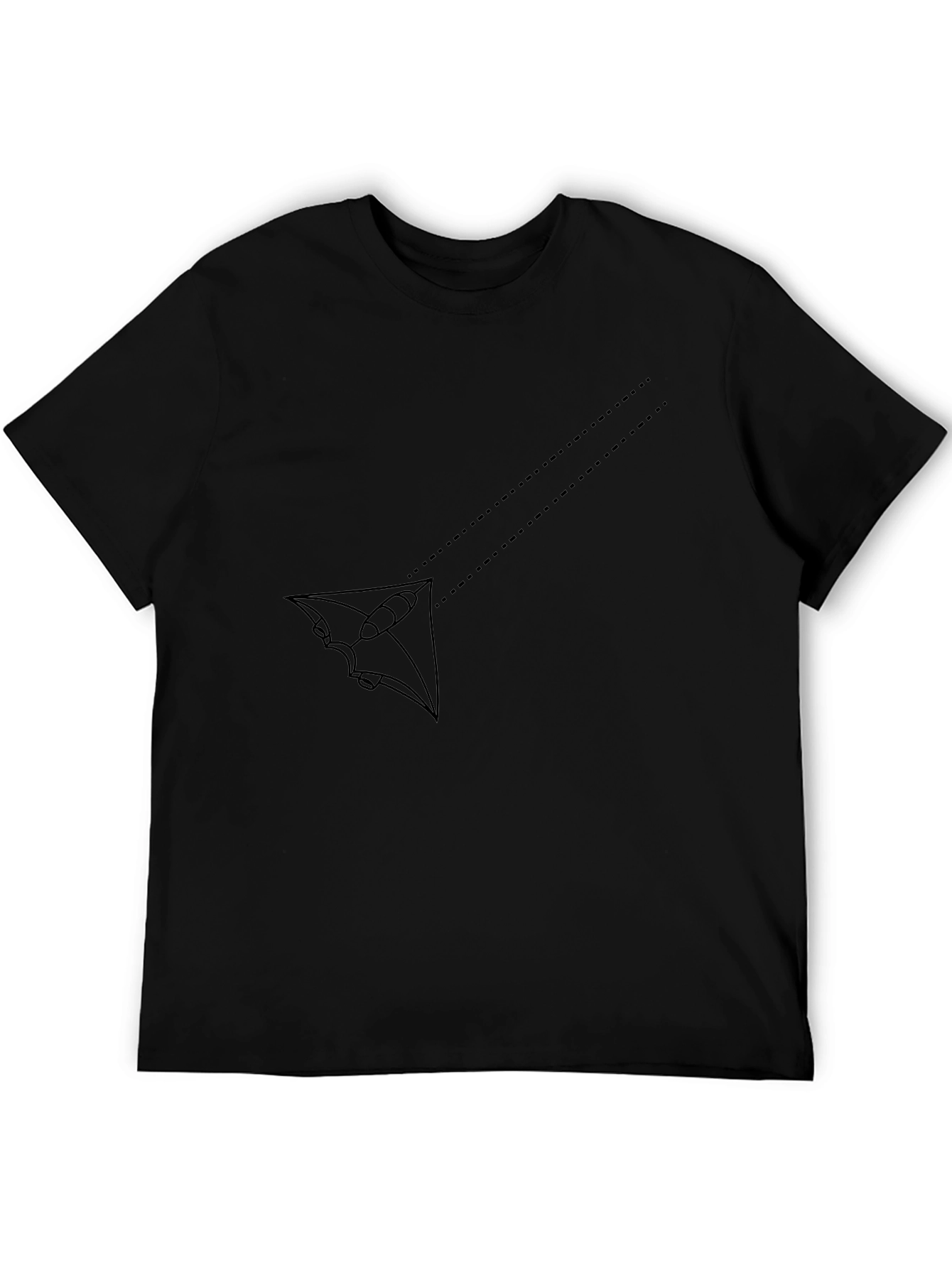 Mens Black Graphic Tee - Abstract Kite Design