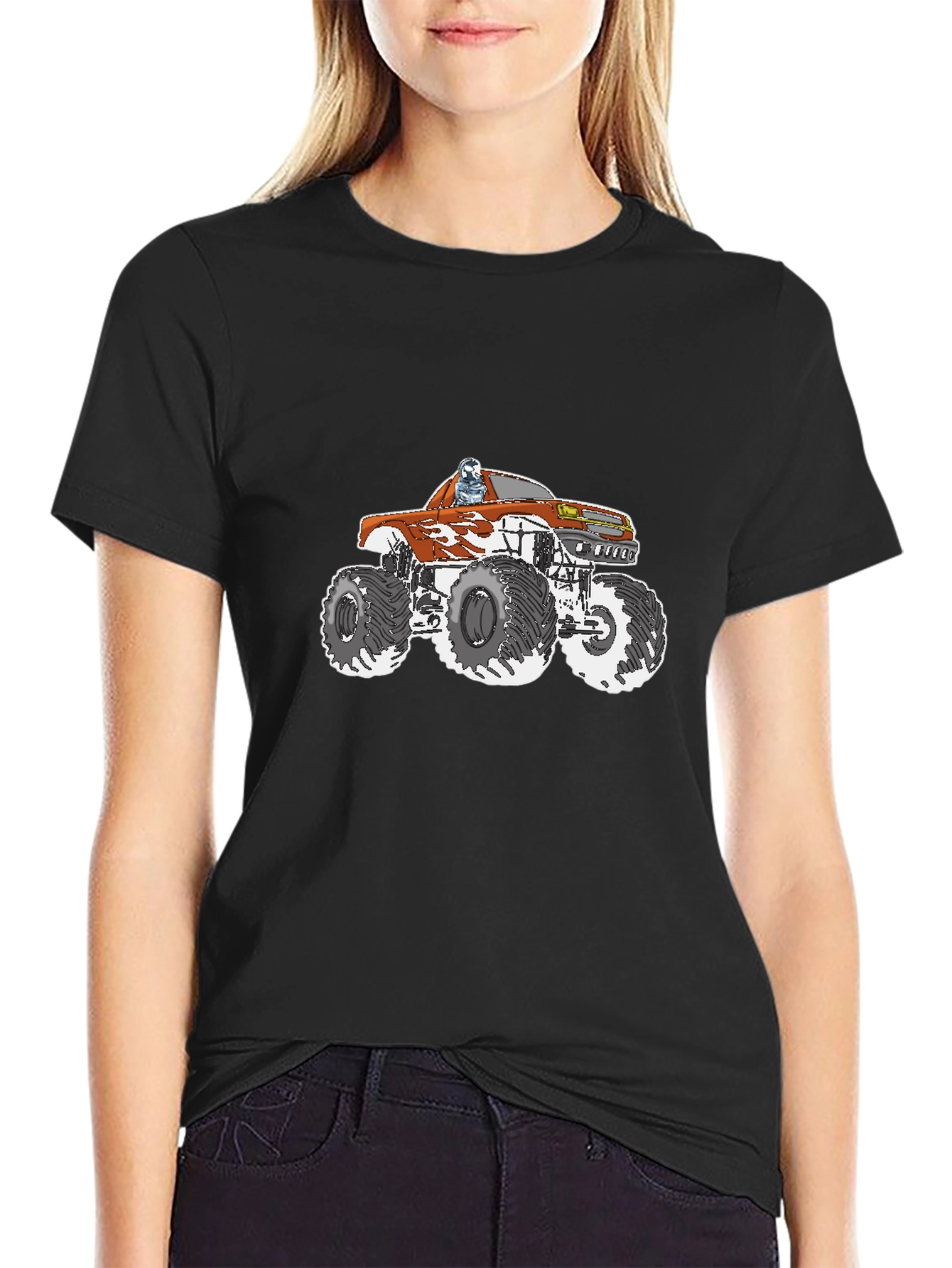 Monster Truck Graphic Tee - Black Cotton T-Shirt