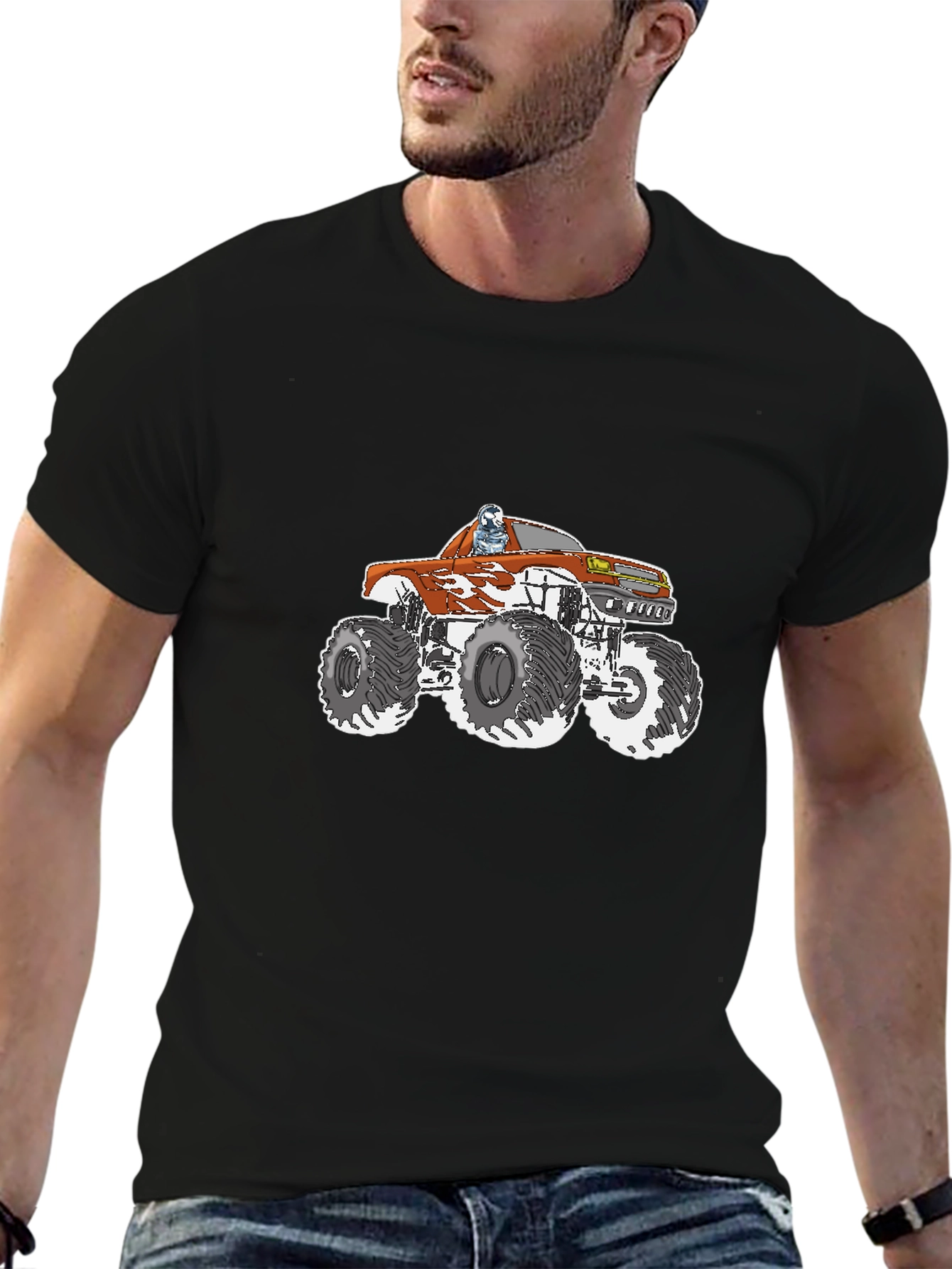 Monster Truck Graphic Tee - Black Cotton T-Shirt