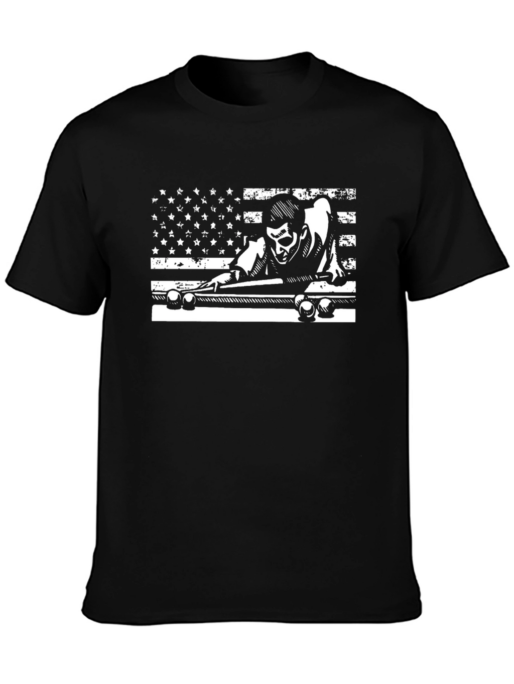 Billiards Flag Graphic Tee - Cool Black T-Shirt