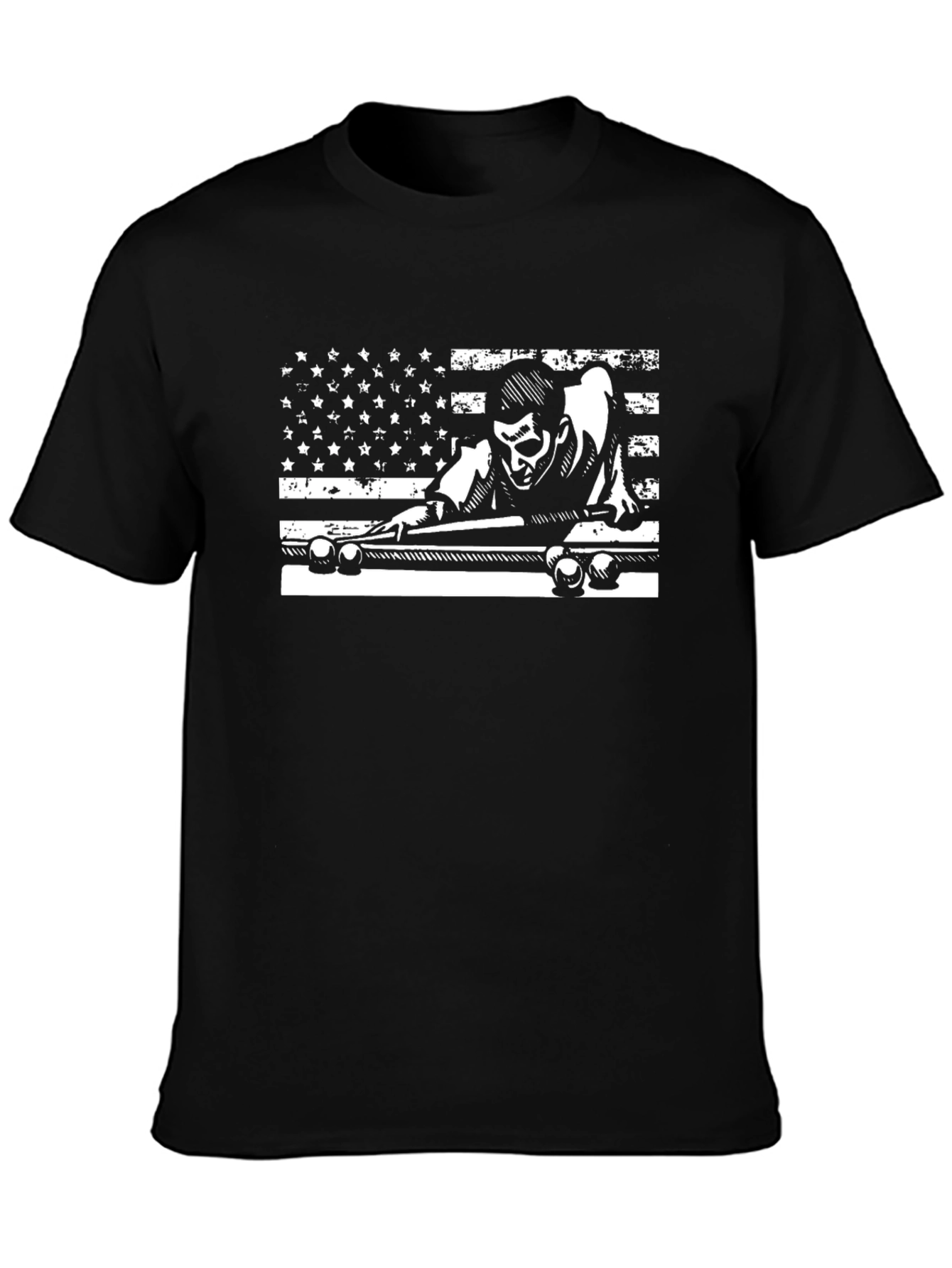 Billiards Flag Graphic Tee - Cool Black T-Shirt